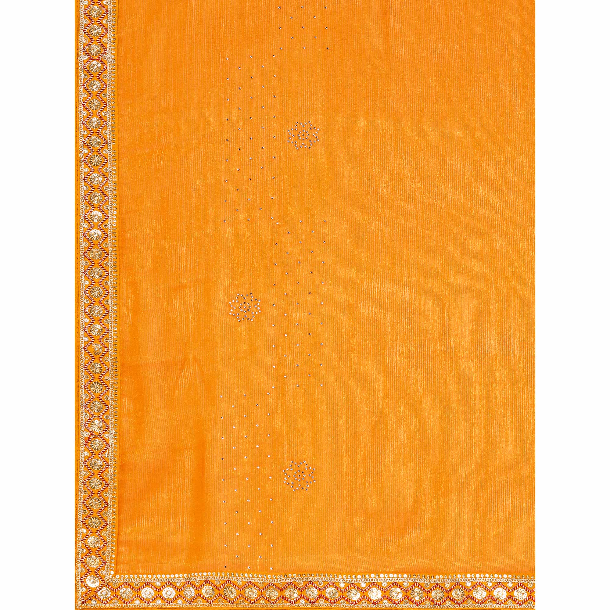 Yellow Swarovski With Sequins Embroidered Chiffon Saree