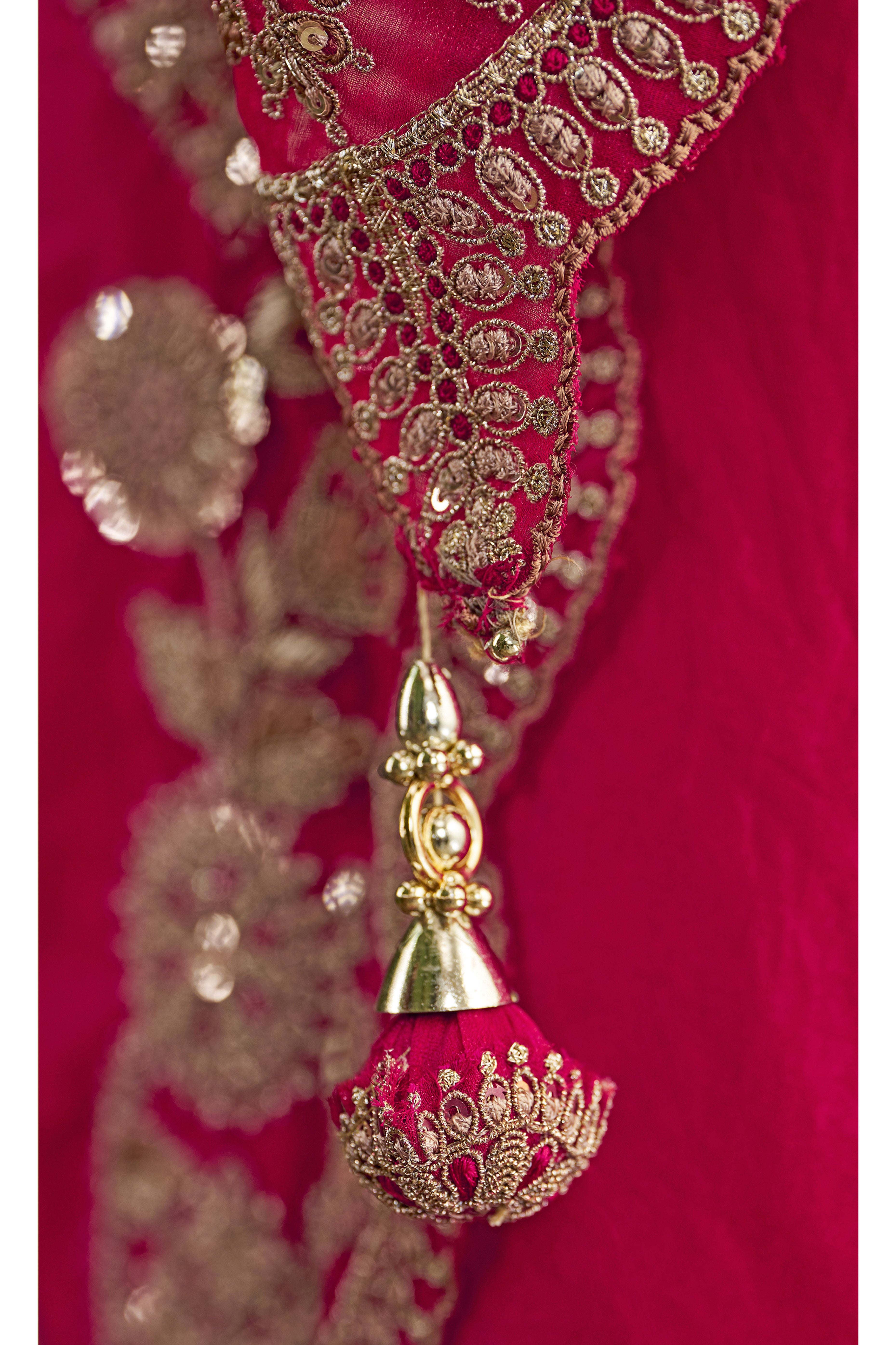 Elegant Pink Georgette Saree Adorned With Floral Cording Sequins Embroidery & Cutwork Border