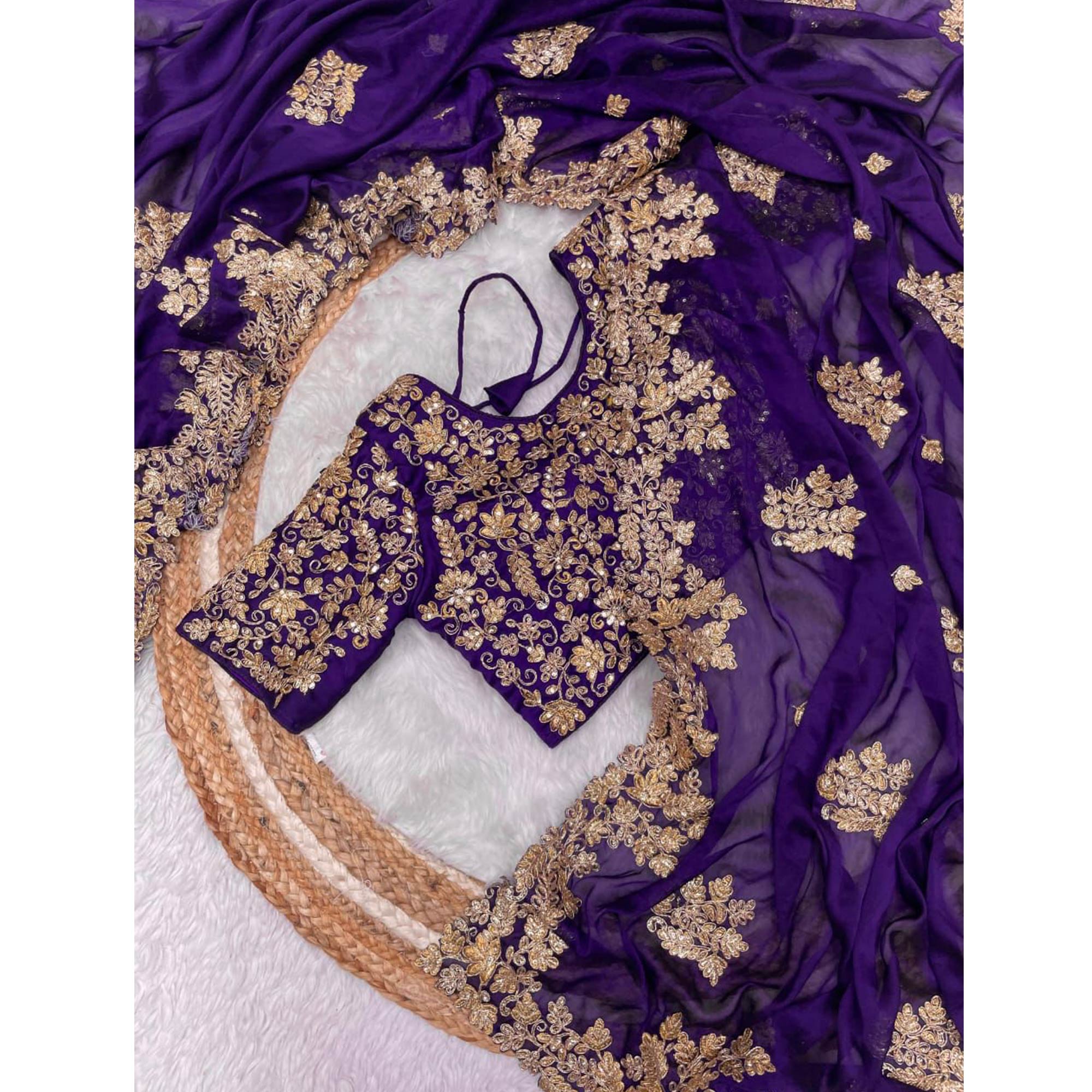 Graceful Violet Silk Blend Saree with Butta Motifs and Exquisite Coding Embroidery