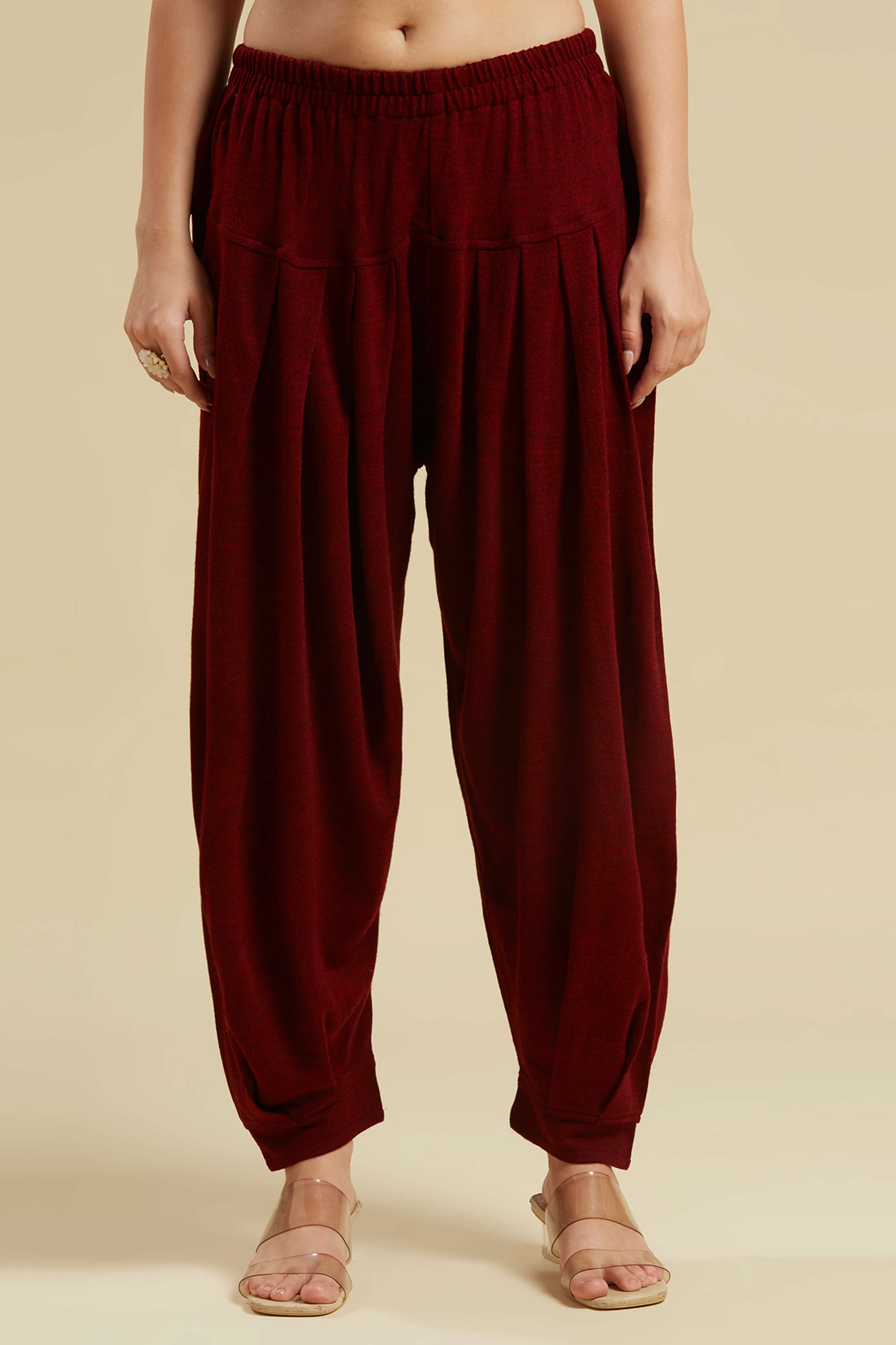 Chikoo Woven Woolen Straight Top Bottom Set