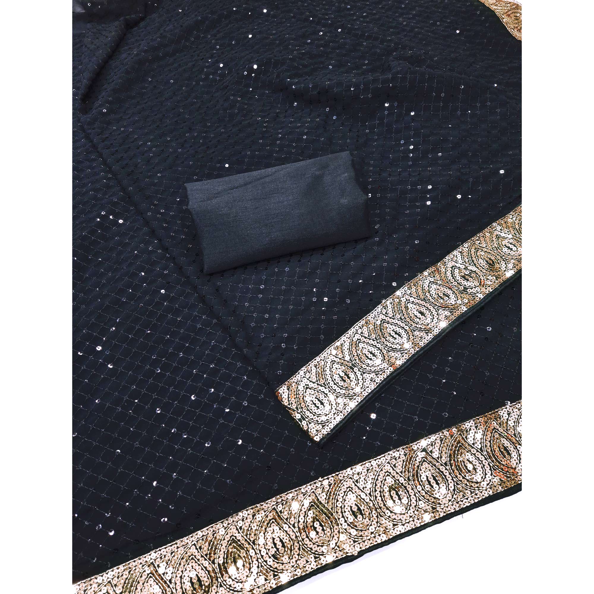 Black Sequins Embroidered Georgette Saree