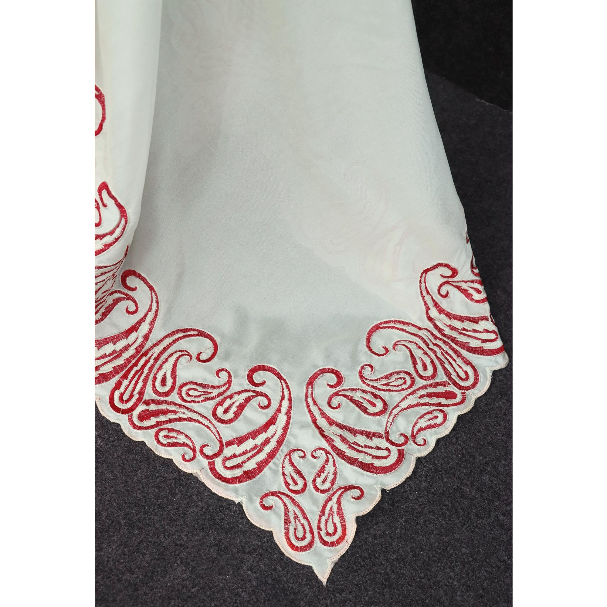 Off White Embroidered Vichitra Silk Saree