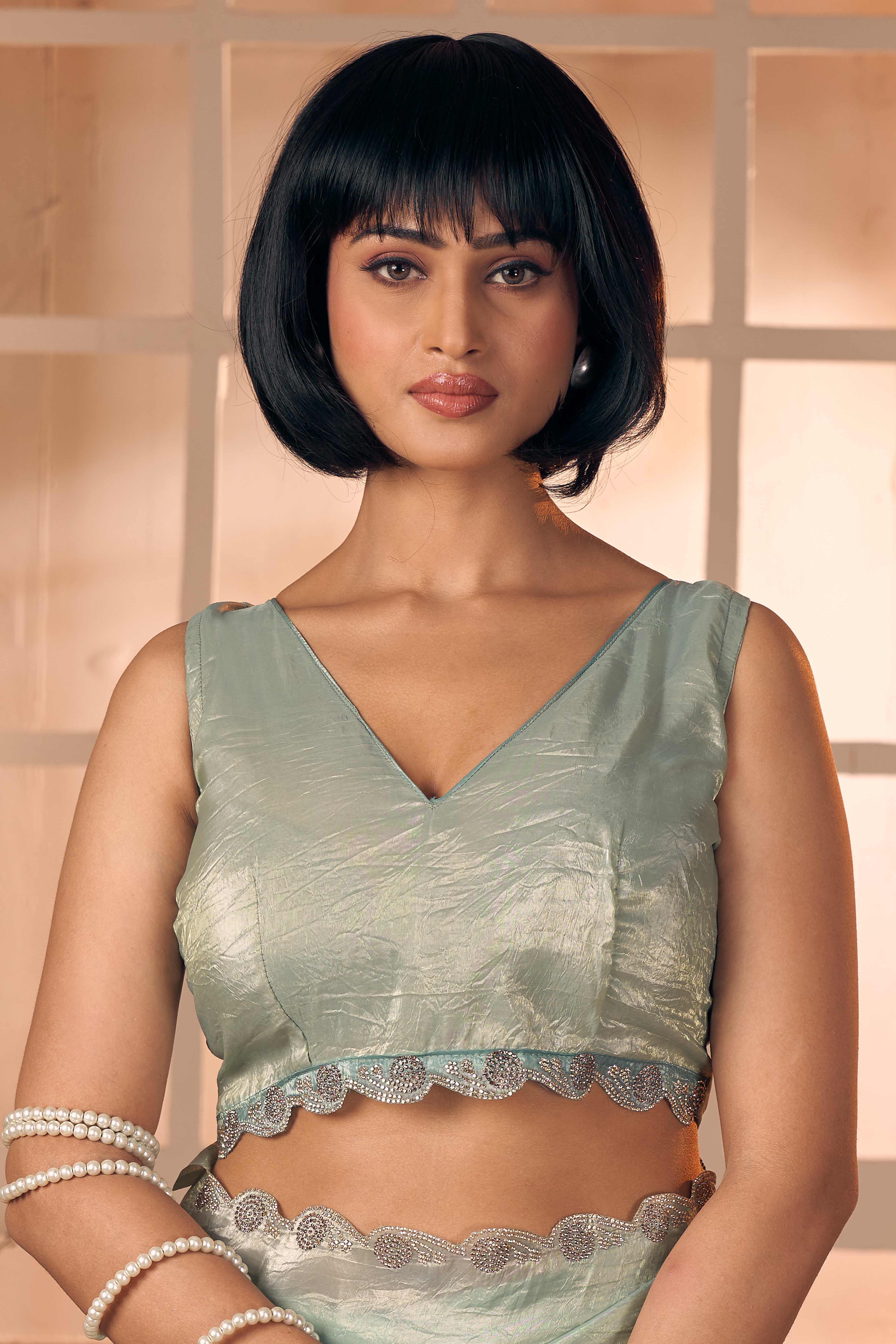 Elegant Light Sea Green Pure Silk Saree Enhanced With Premium Zarkan Cutwork Embellishment