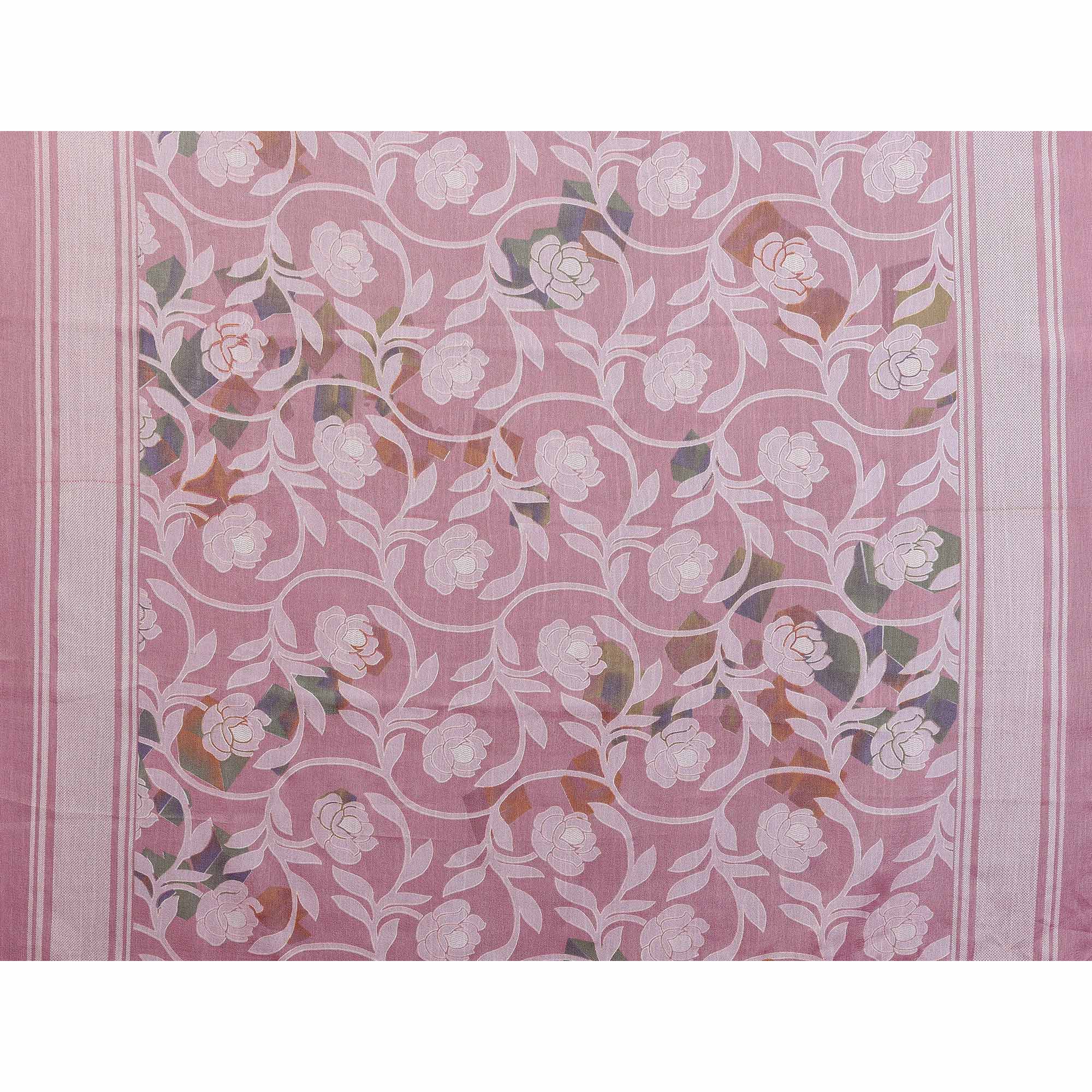 Charming Pink Brasso Chiffon Saree with Elegant Floral Foil Print