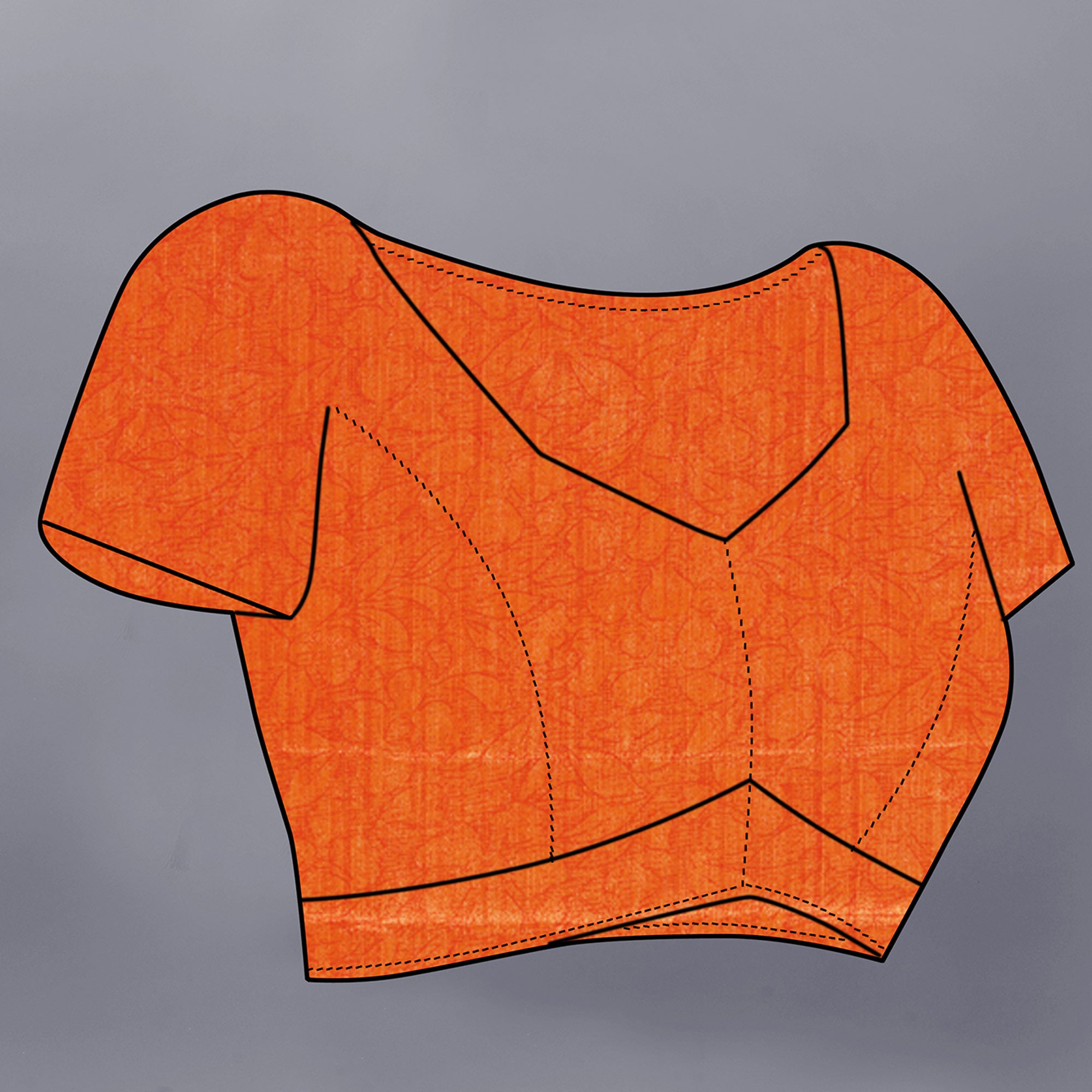 Off White & Orange Foil Printed Chiffon Saree With Tassels