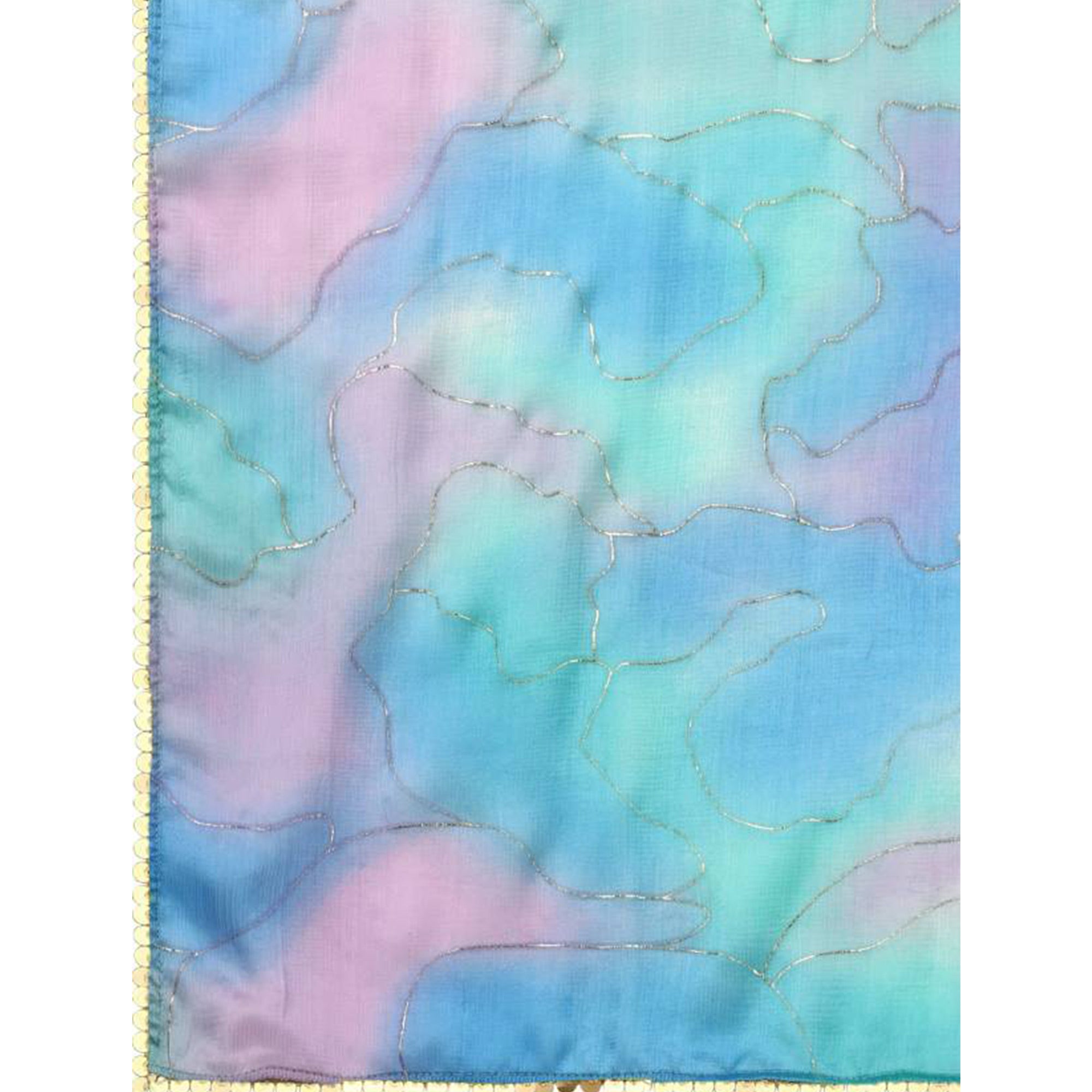 Sky Blue Foil Printed Chiffon Saree With Fancy Border