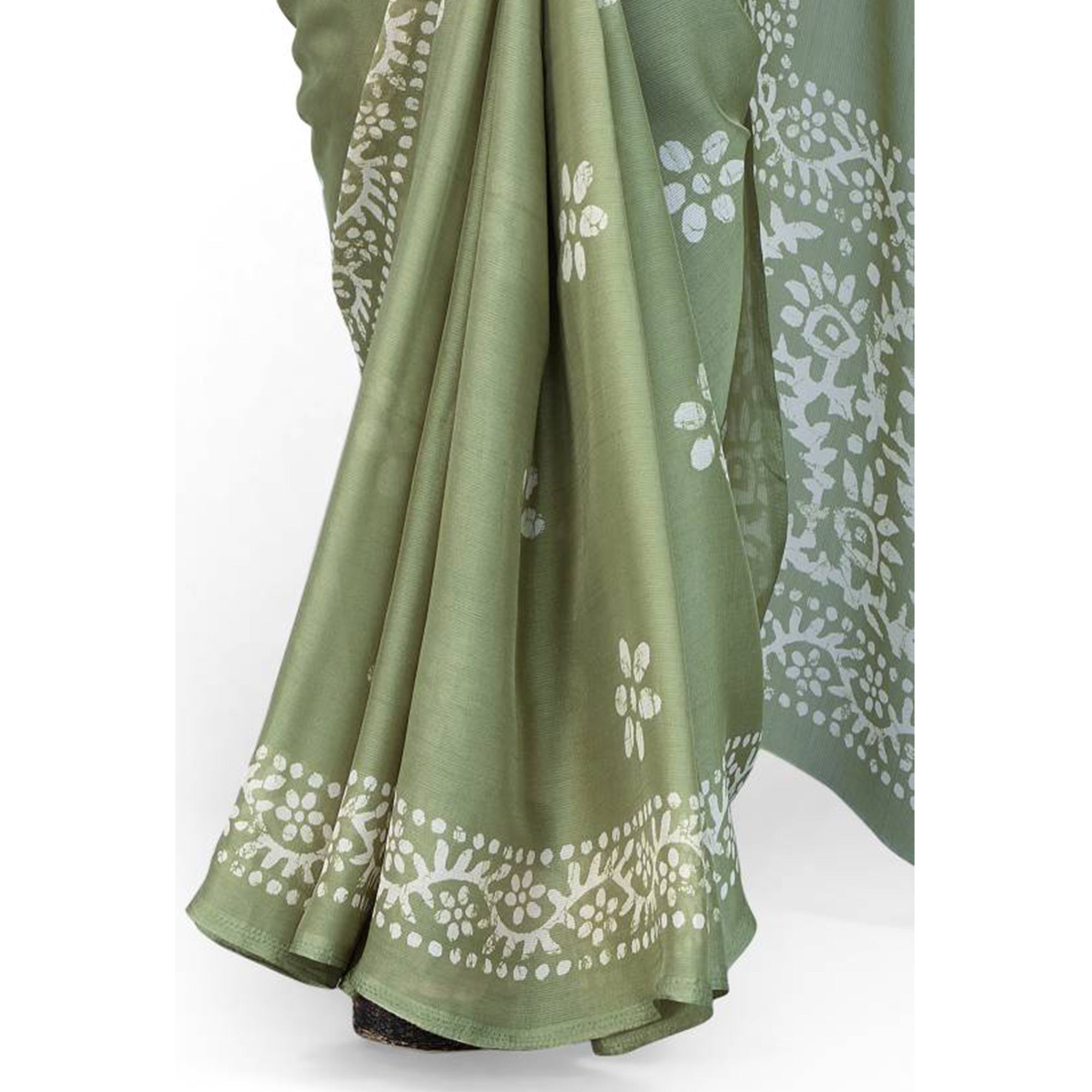 Green Floral Printed Chiffon Saree