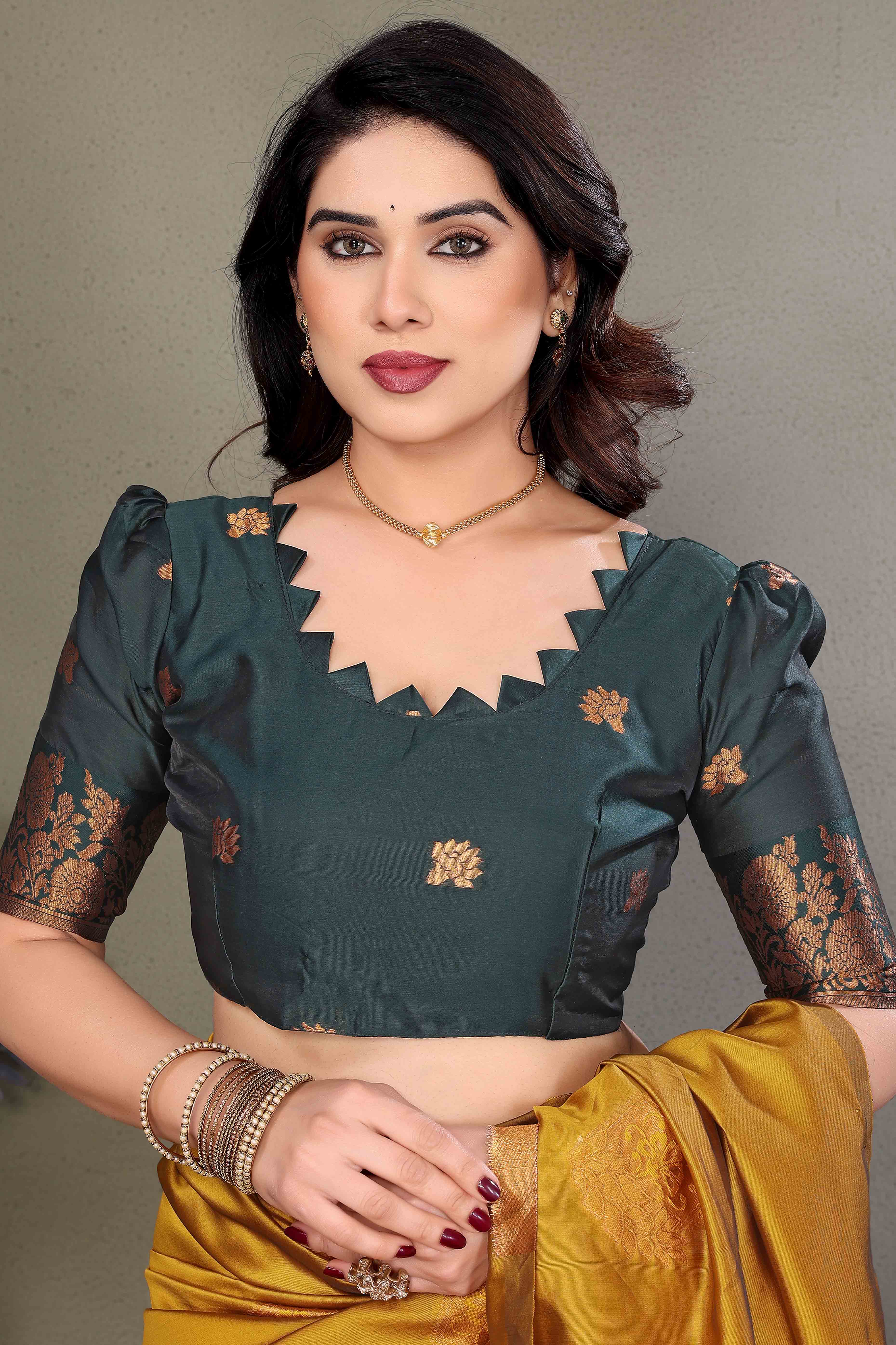 Mustard Banarasi Silk Saree With Exquisite Floral Zari Weaving