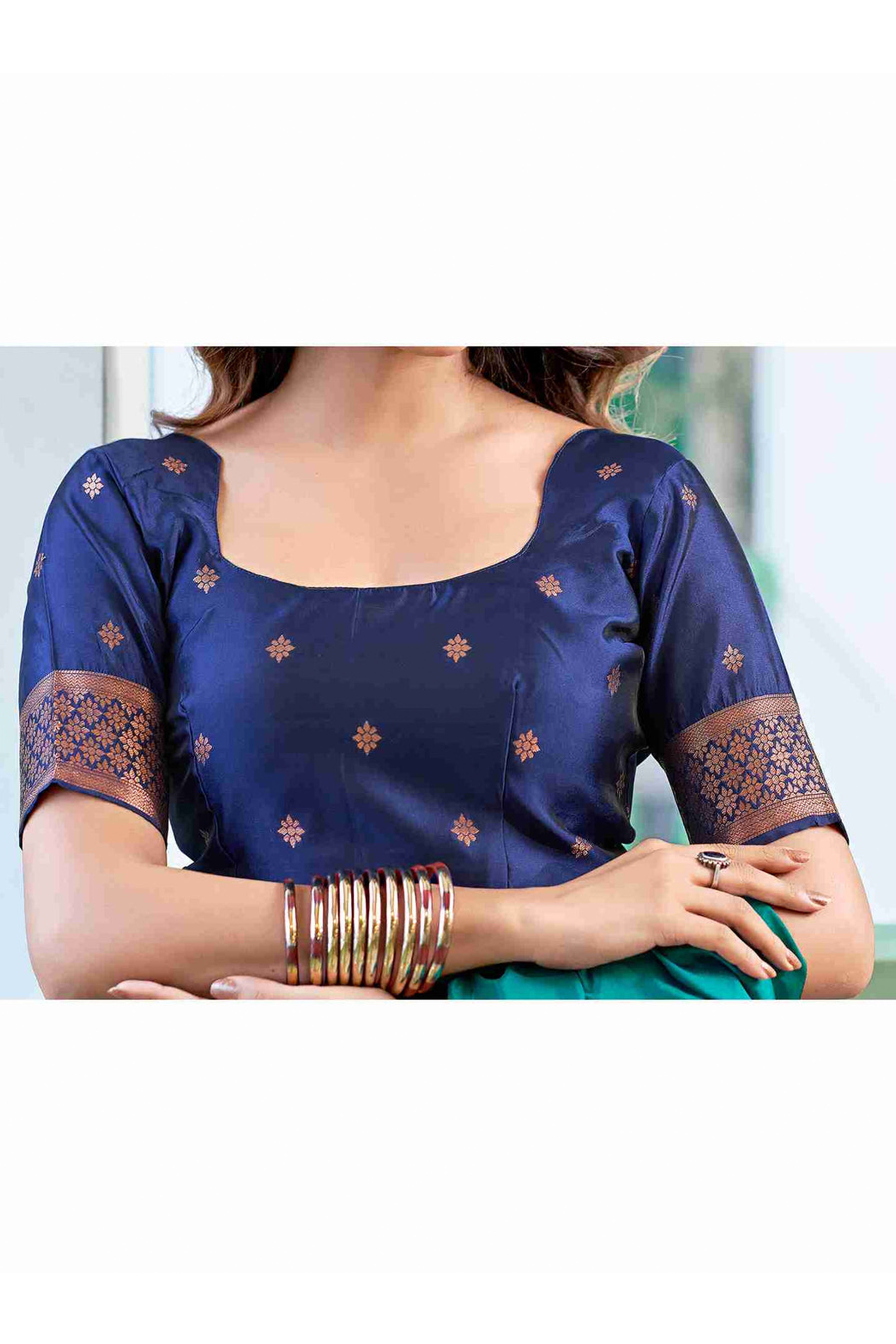 Charming Teal Banarasi Silk Saree Highlighted With Butterfly Motif Zari Work