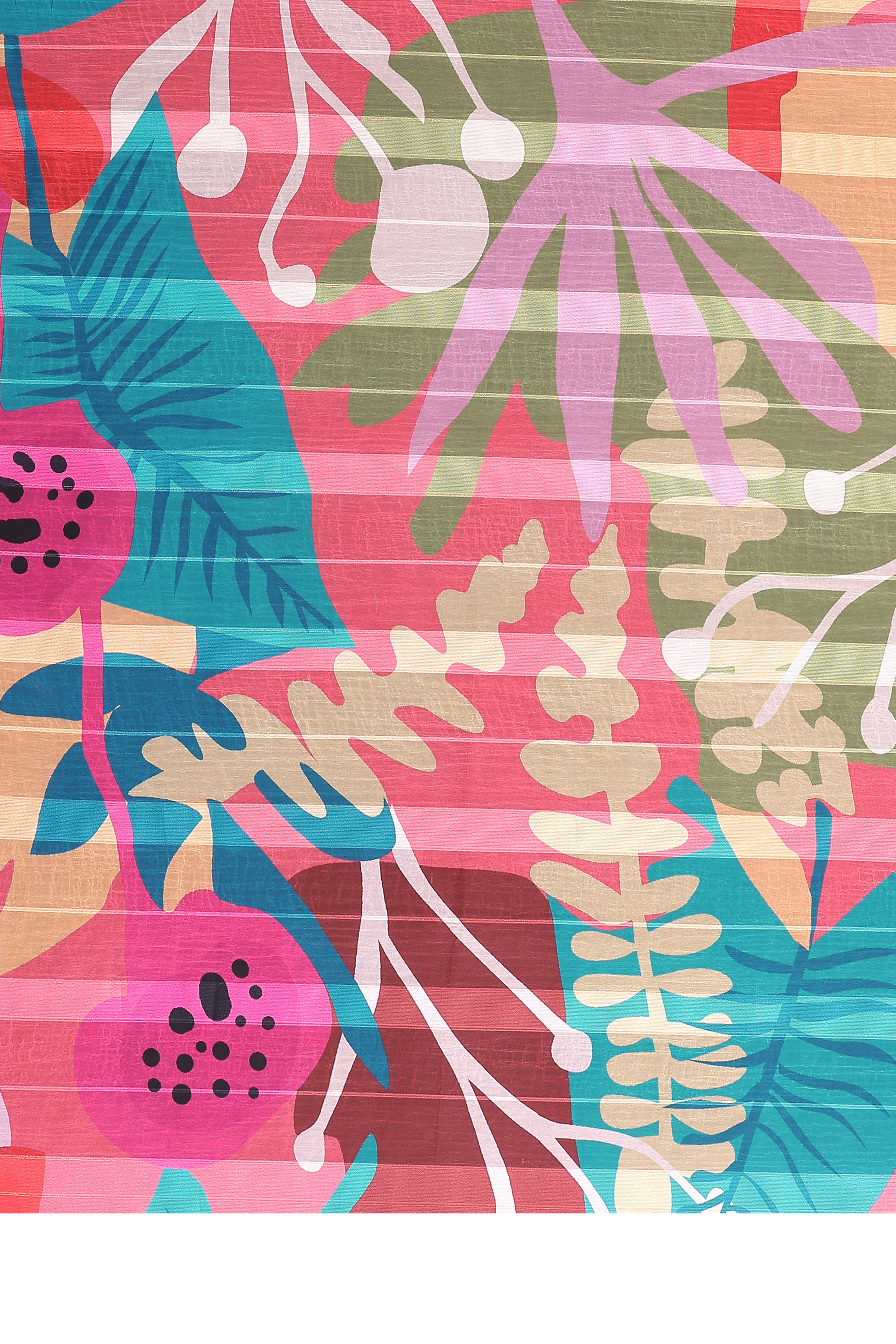 Graceful Gajari Pink Floral Digital Print Georgette Saree Featuring Zari Work & Vibrant Striped