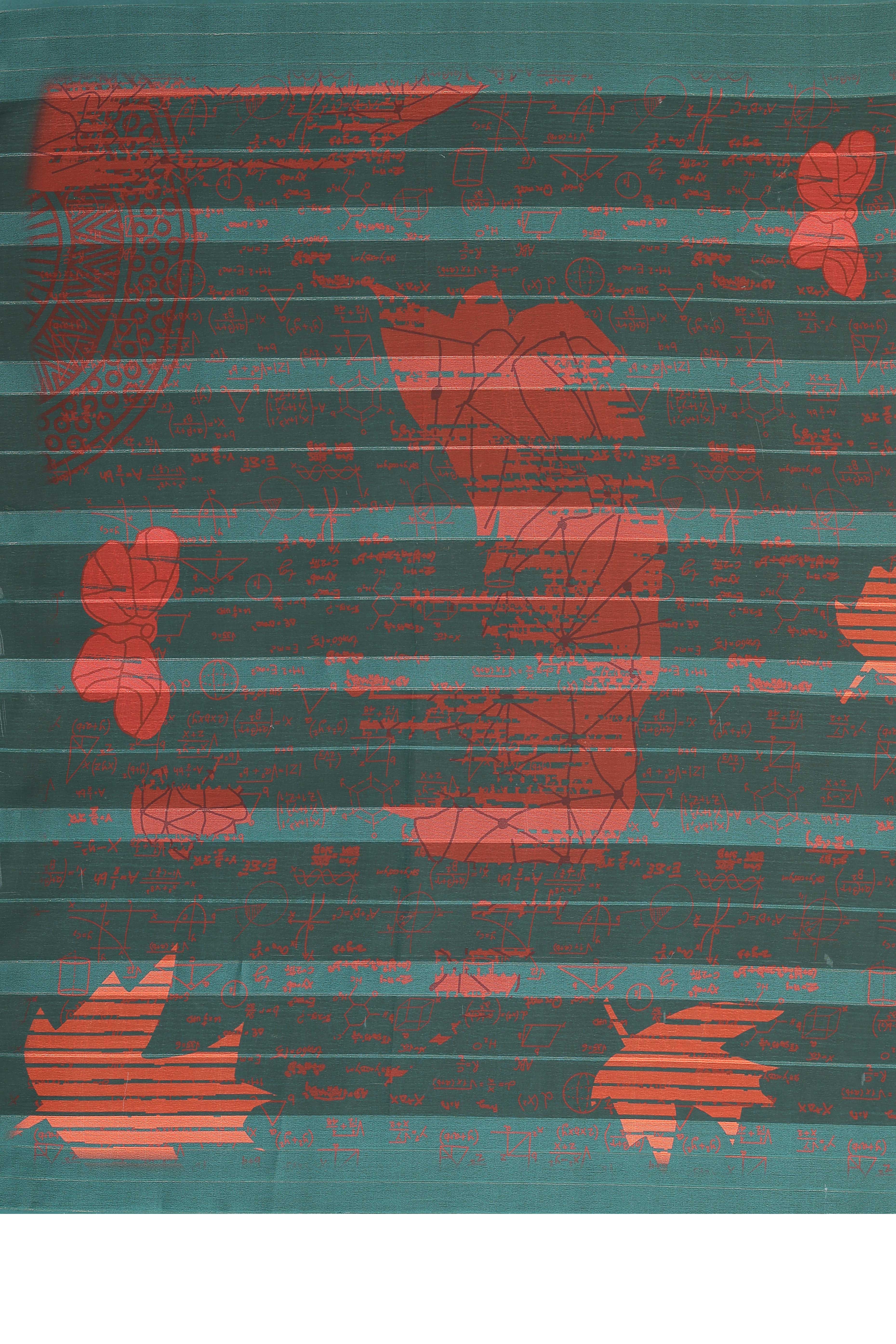 Luxury Green Digital Print Georgette Saree With Subtle Zari Highlights & Vibrant Striped