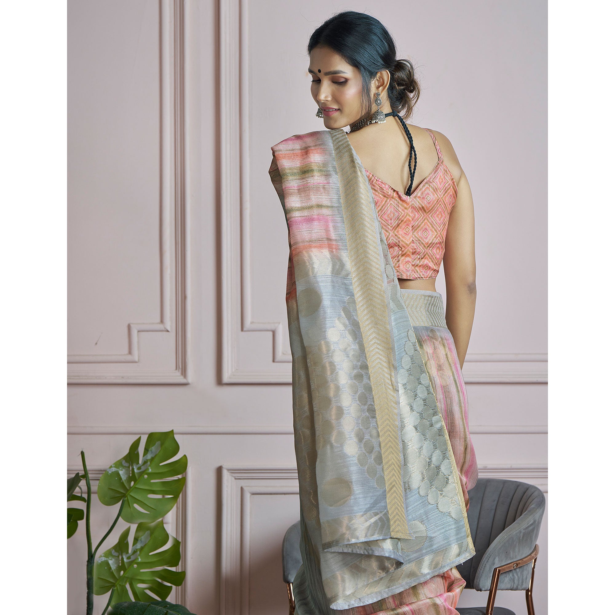 Light Blue Woven Cotton Silk Saree