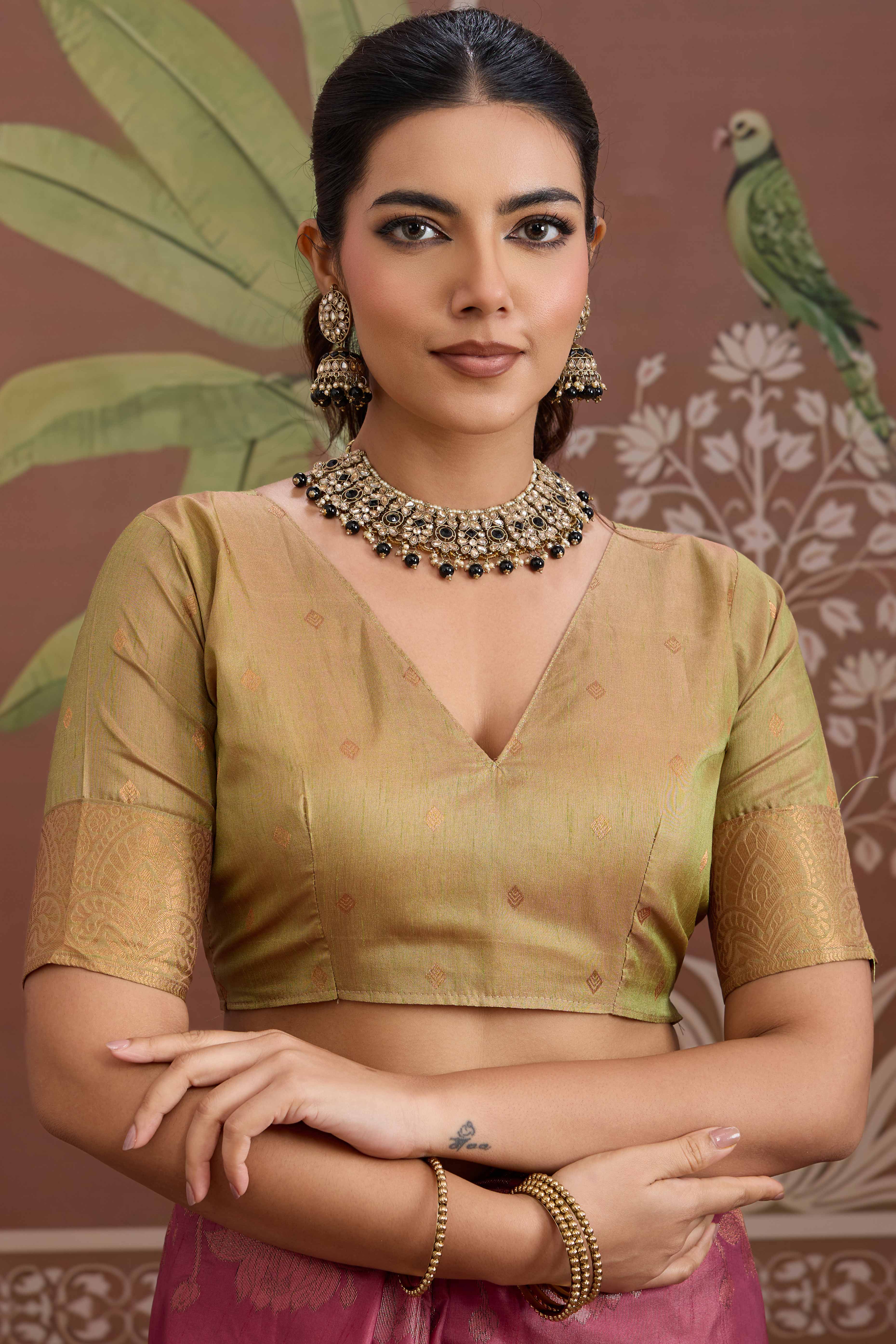 Luxury Pink Pichwai Style Saree in Silk Blend with Intricate Zari Work