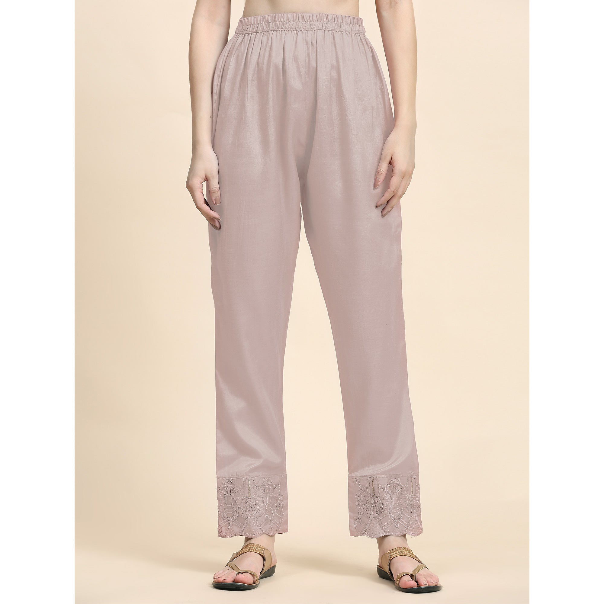 Beige Floral Embroidered Georgette Semi Stitched Pakistani Suit