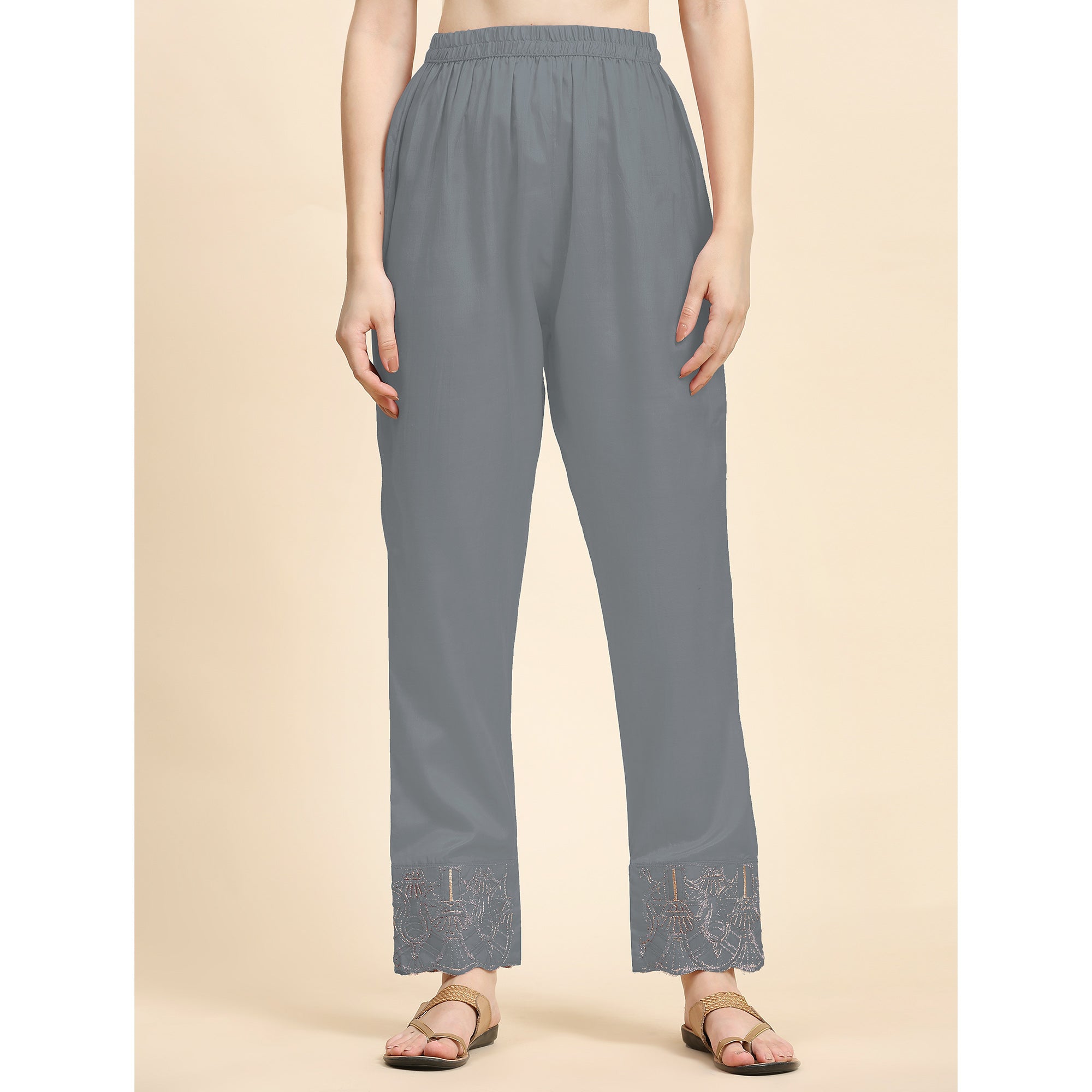 Grey Floral Embroidered Georgette Semi Stitched Pakistani Suit