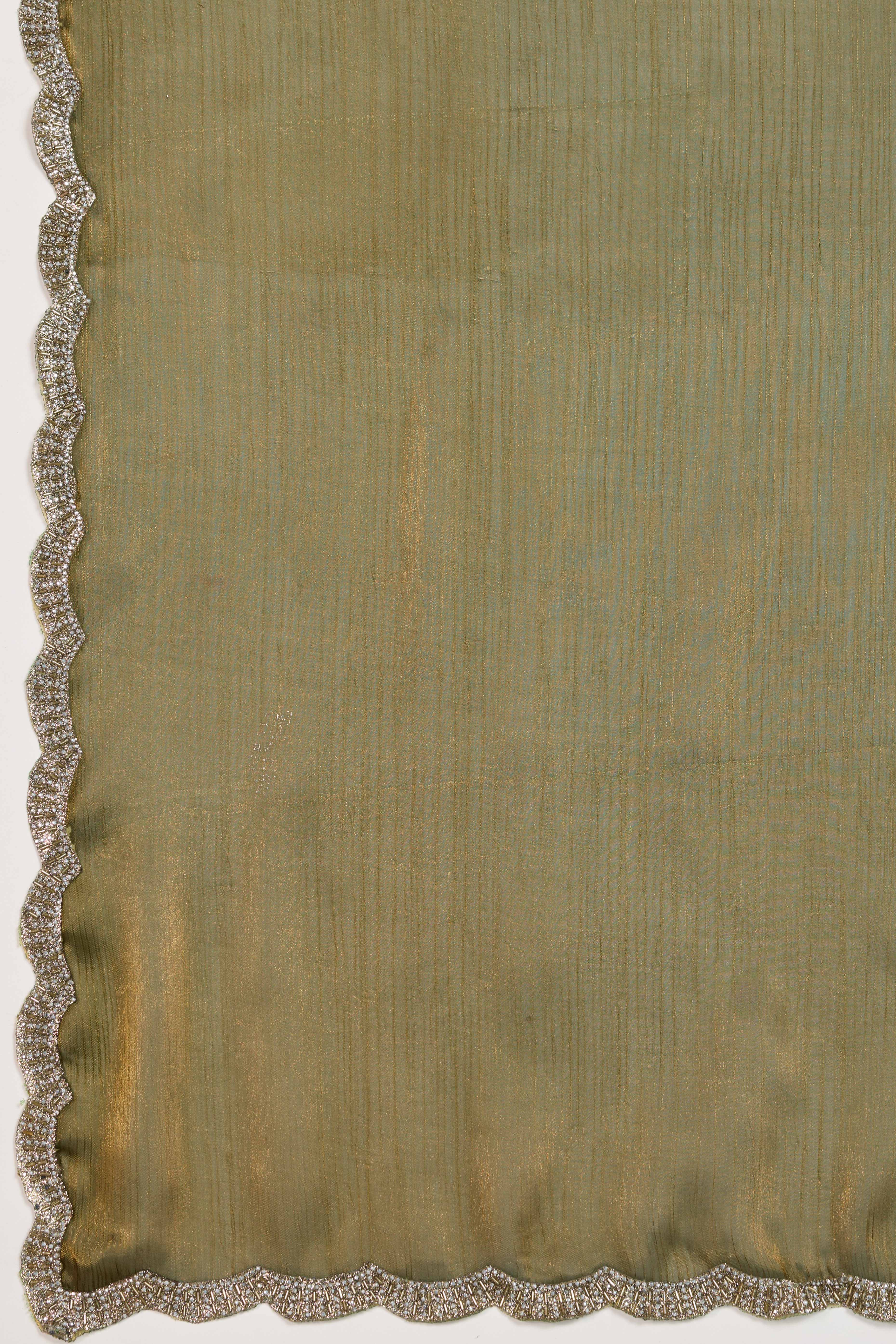 Grey Burberry Chiffon Saree Embellished With Zarkan & Cutdana Appliqué Lace Border