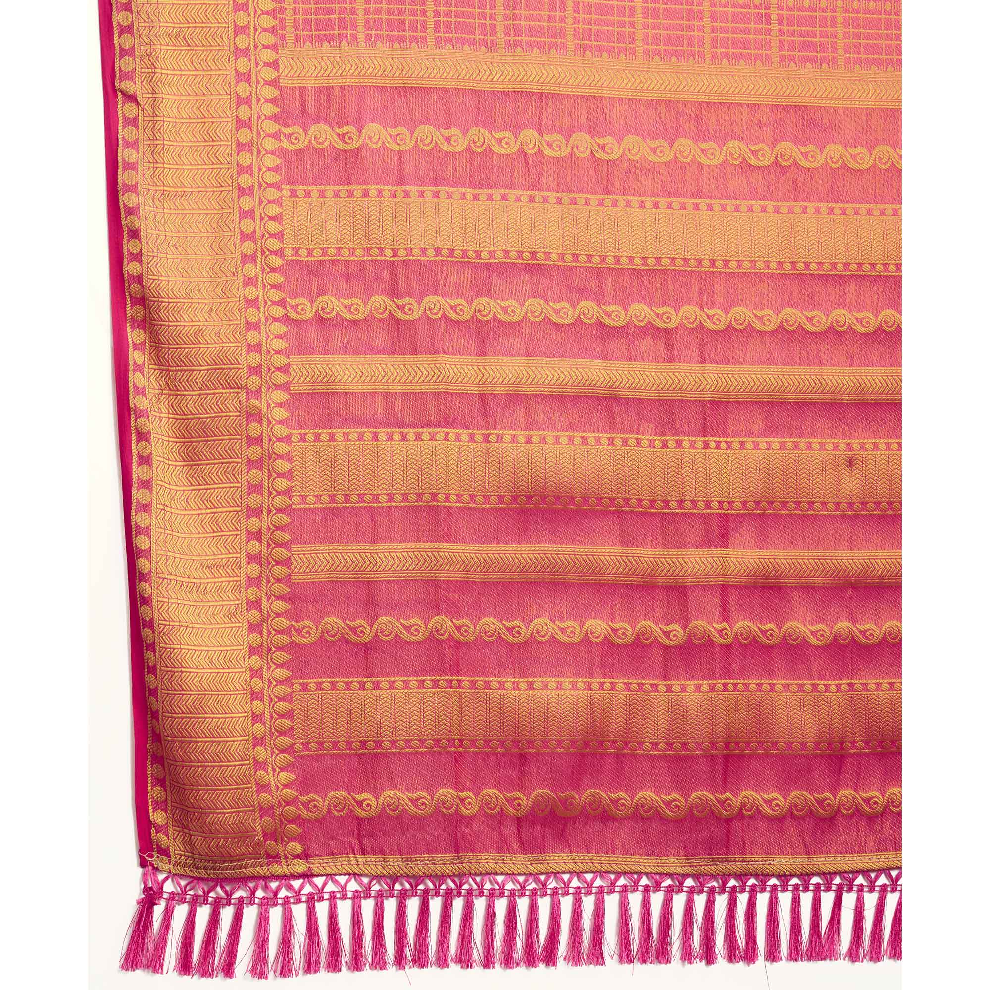 Pink Brocade Zari Weaving Mysore Silk Saree