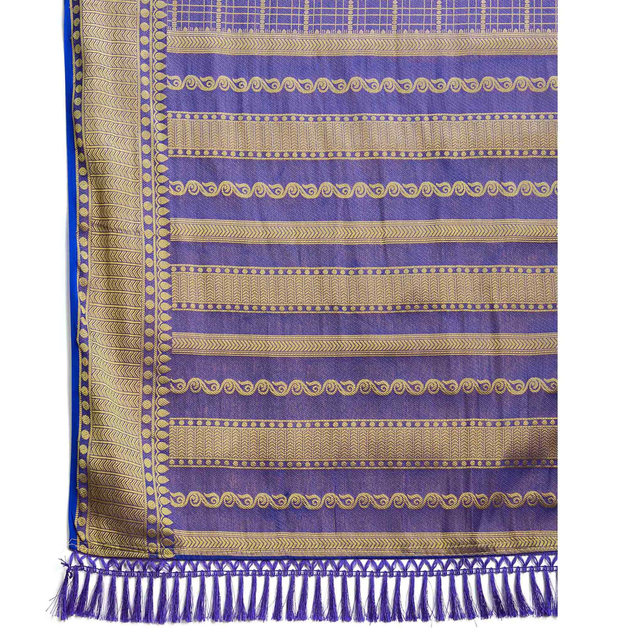 Blue Brocade Zari Weaving Mysore Silk Saree