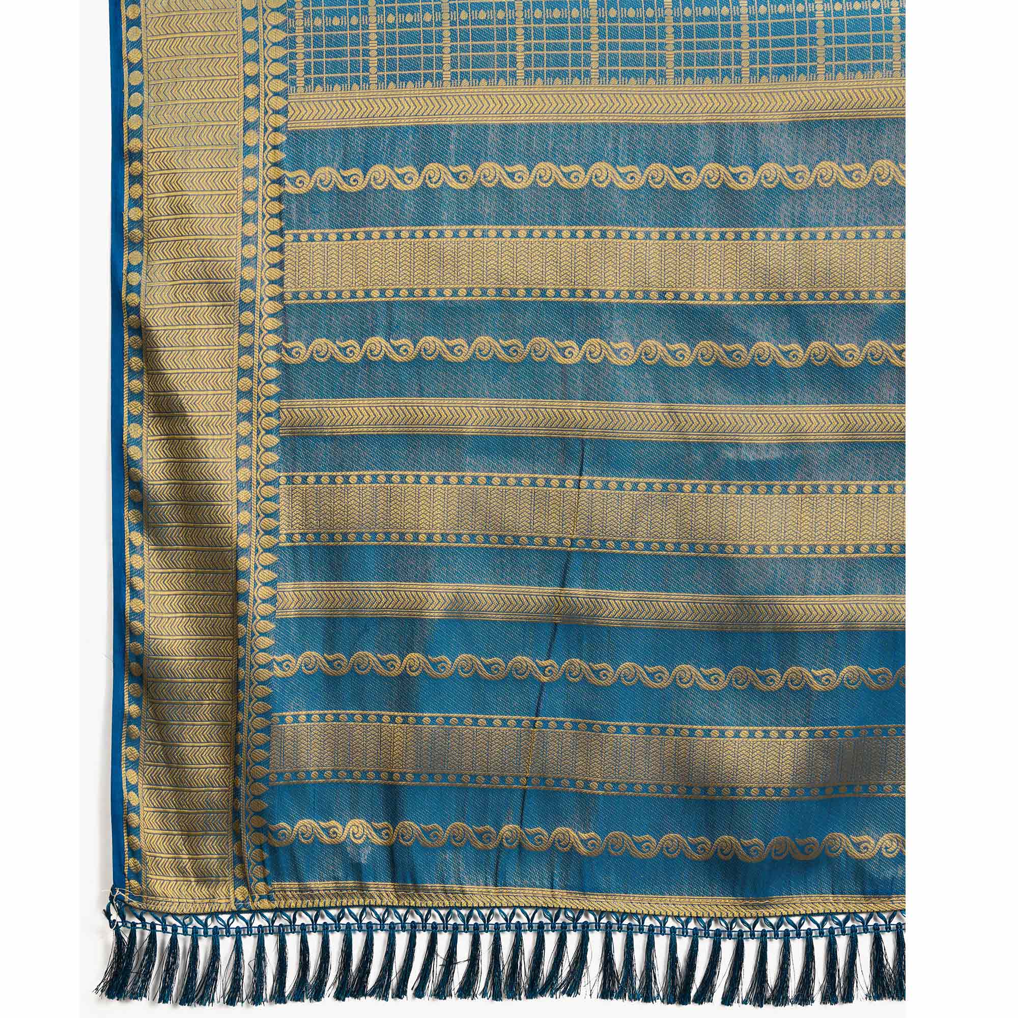 Teal Brocade Zari Weaving Mysore Silk Saree