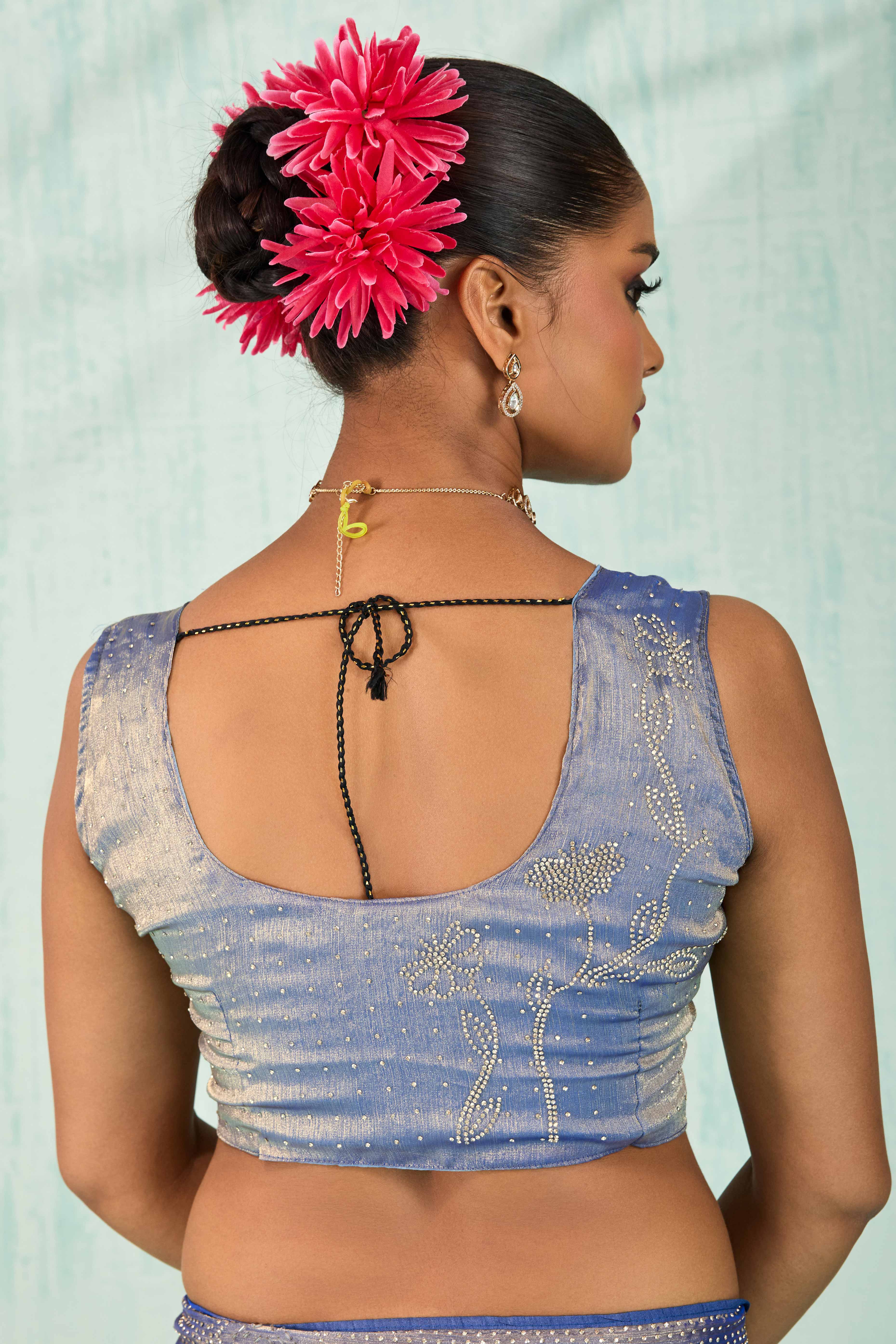 Elegant Party Wear Saree in Lavender Chiffon with Stone Embellishment