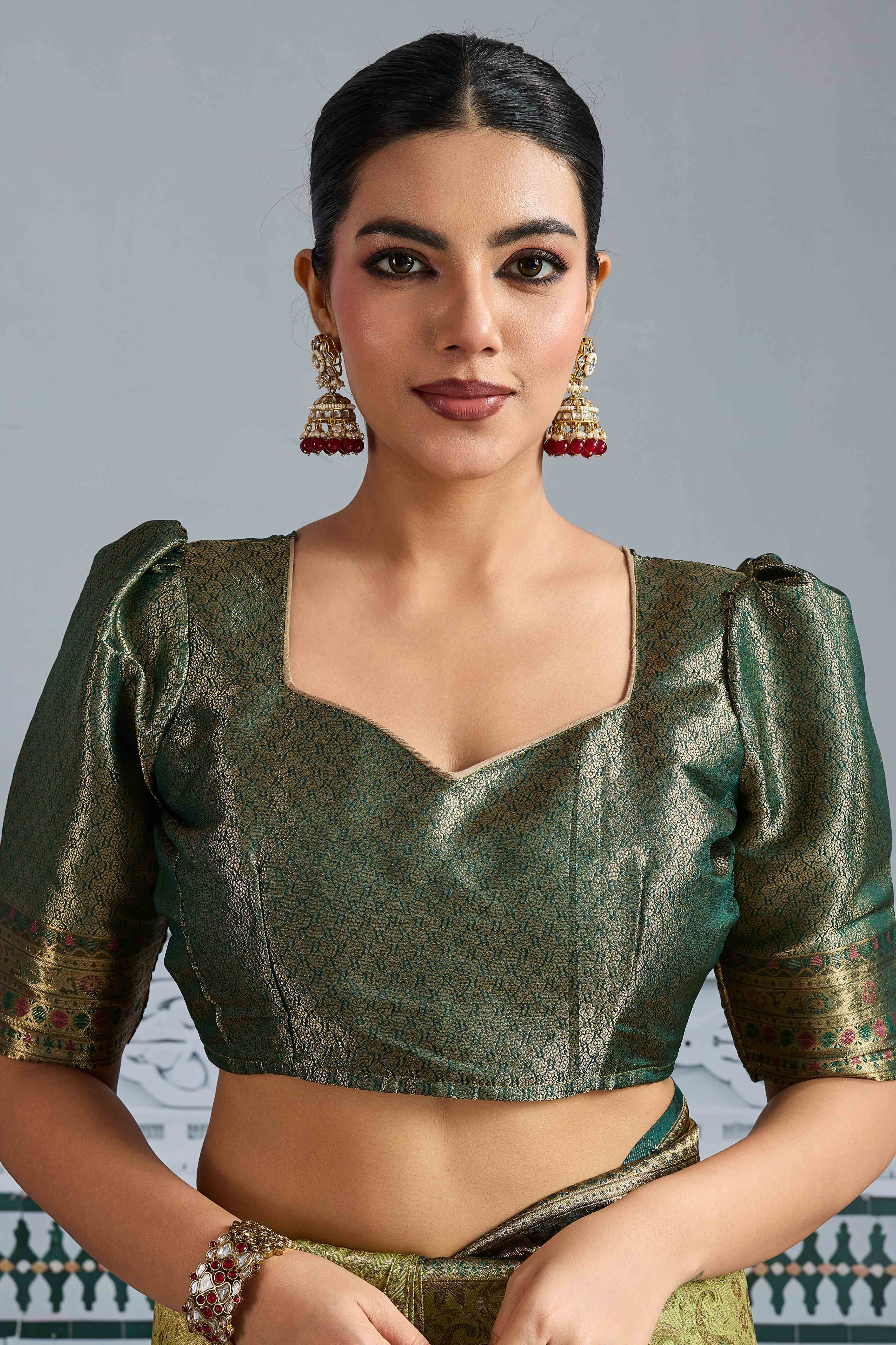 Pista Green Floral Meenakari Weaving Kanjivaram Silk Saree With Rich Piping & Tassel Pallu