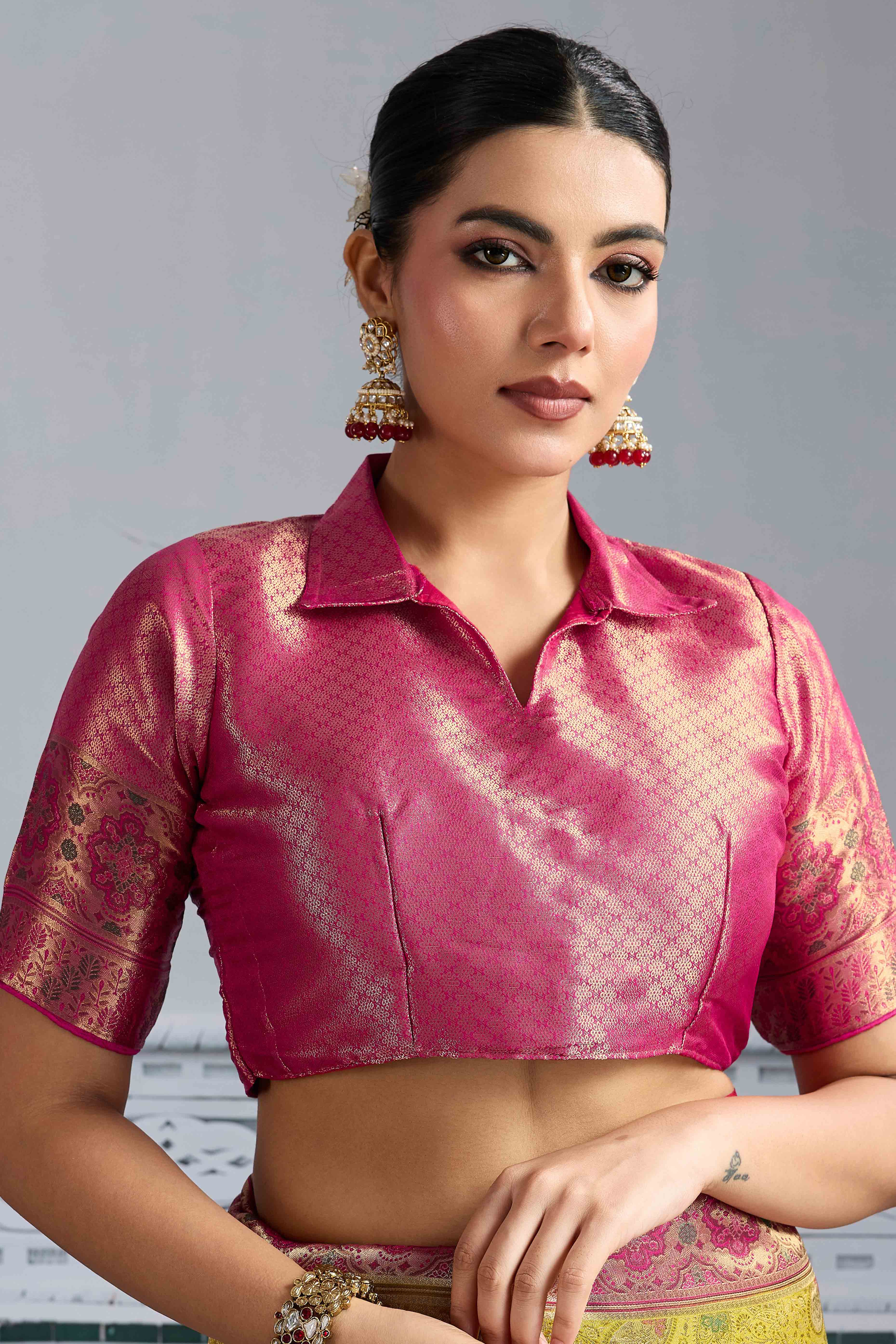 Mustard Meenakari Woven Kanjivaram Silk Saree For Festive Elegance