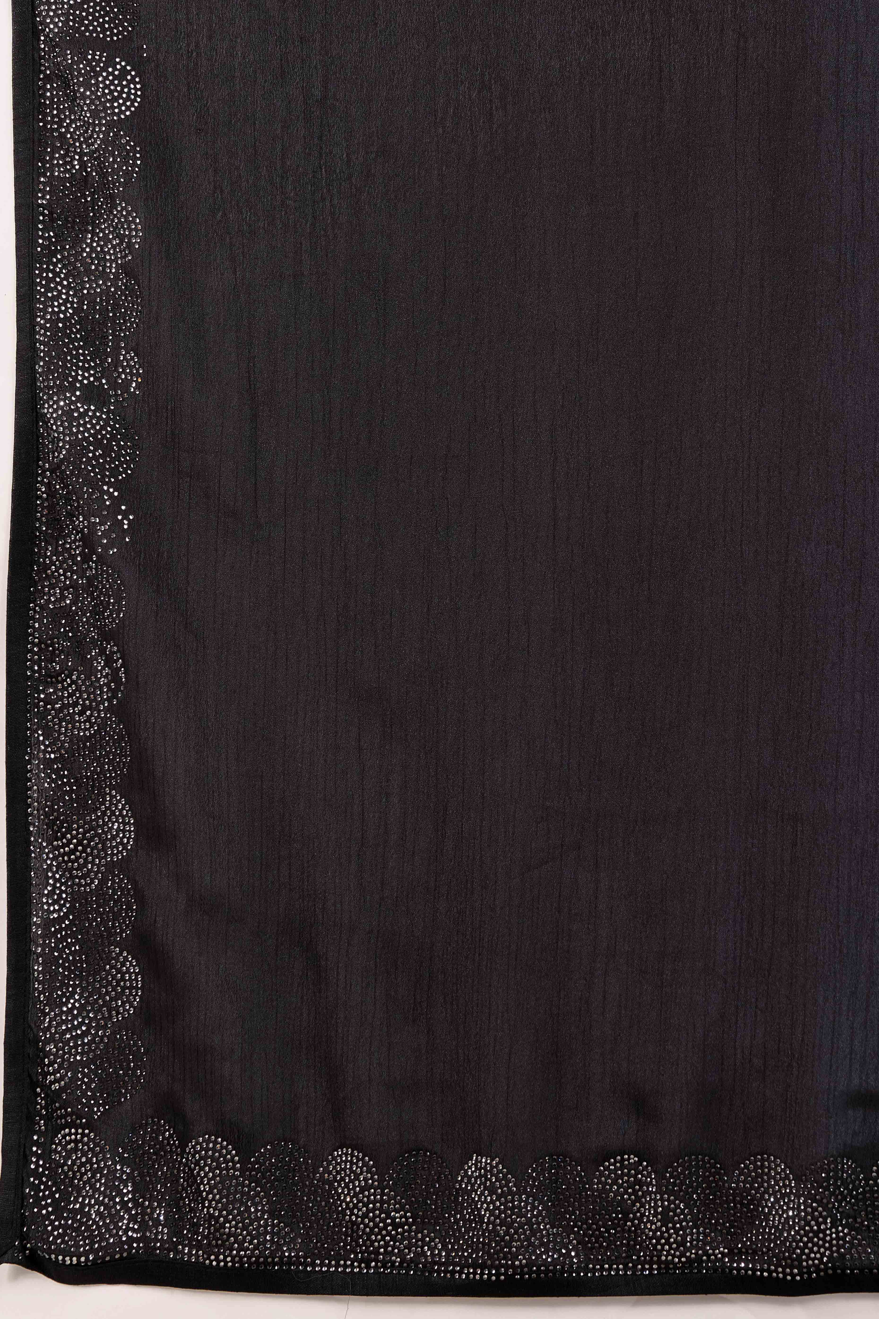 Black Dual Tone Swarovski Work Chinon Ombre Saree