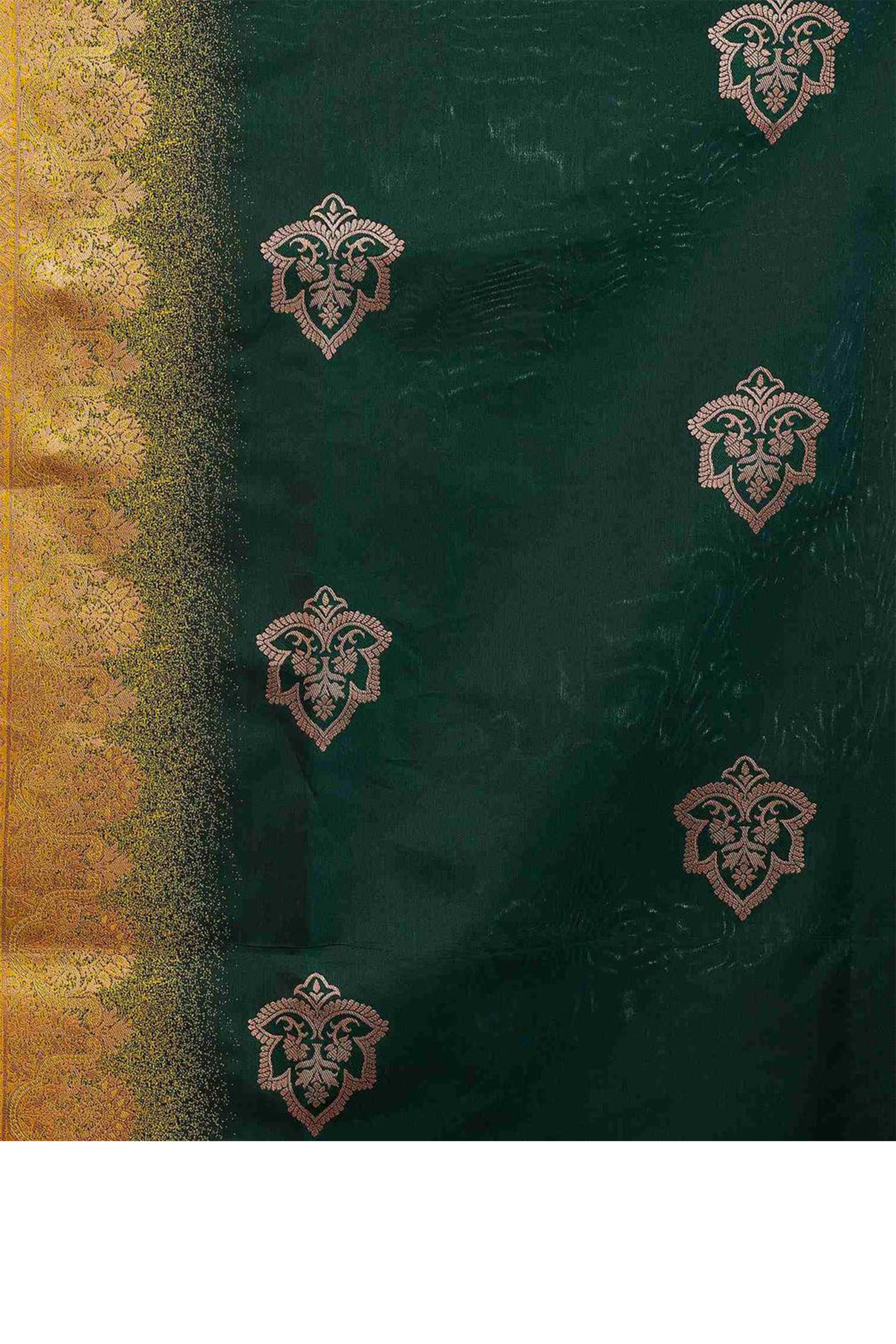 Green Banarasi Silk Saree Adorned with Elegant Floral Zari Weaving