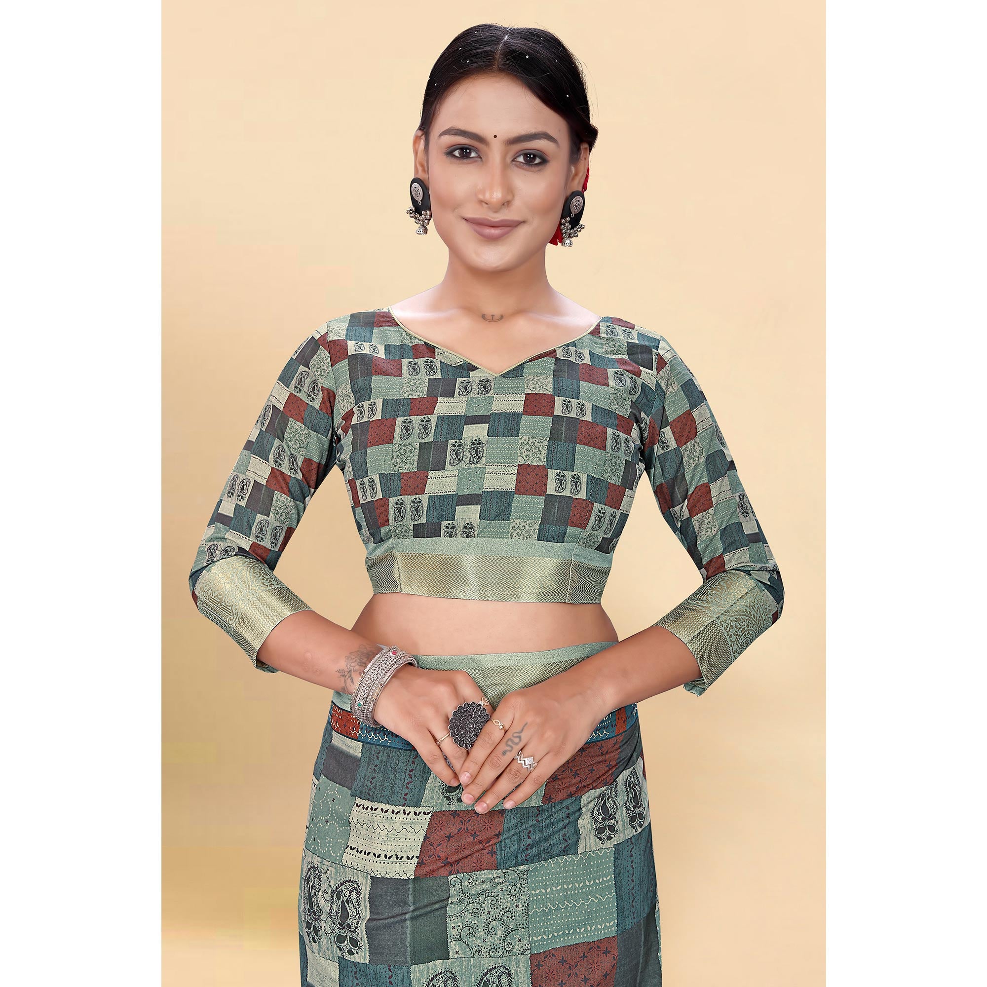 Multicolor Digital Printed Pure Cotton Saree