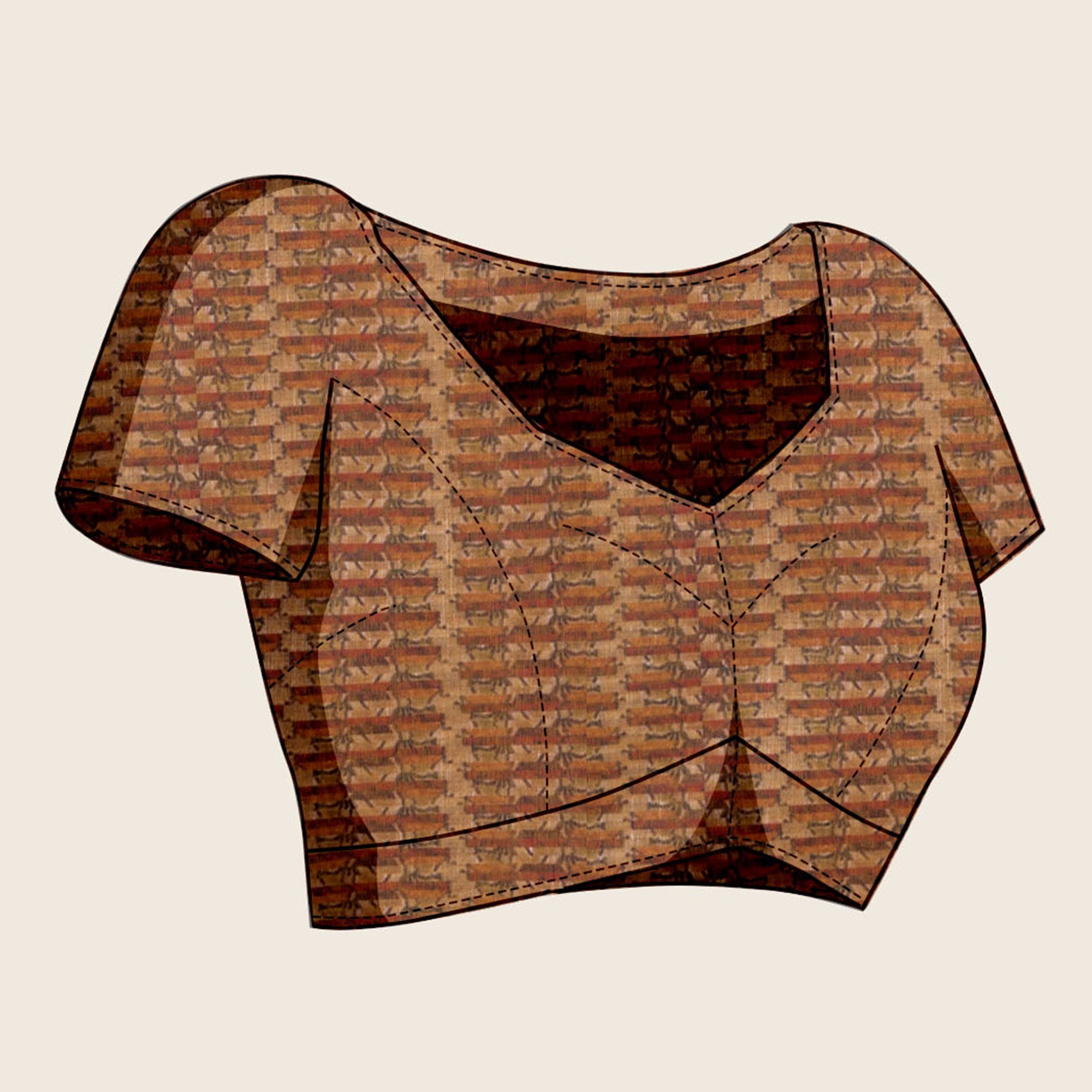 Beige Digital Printed Cotton Silk Saree With Border