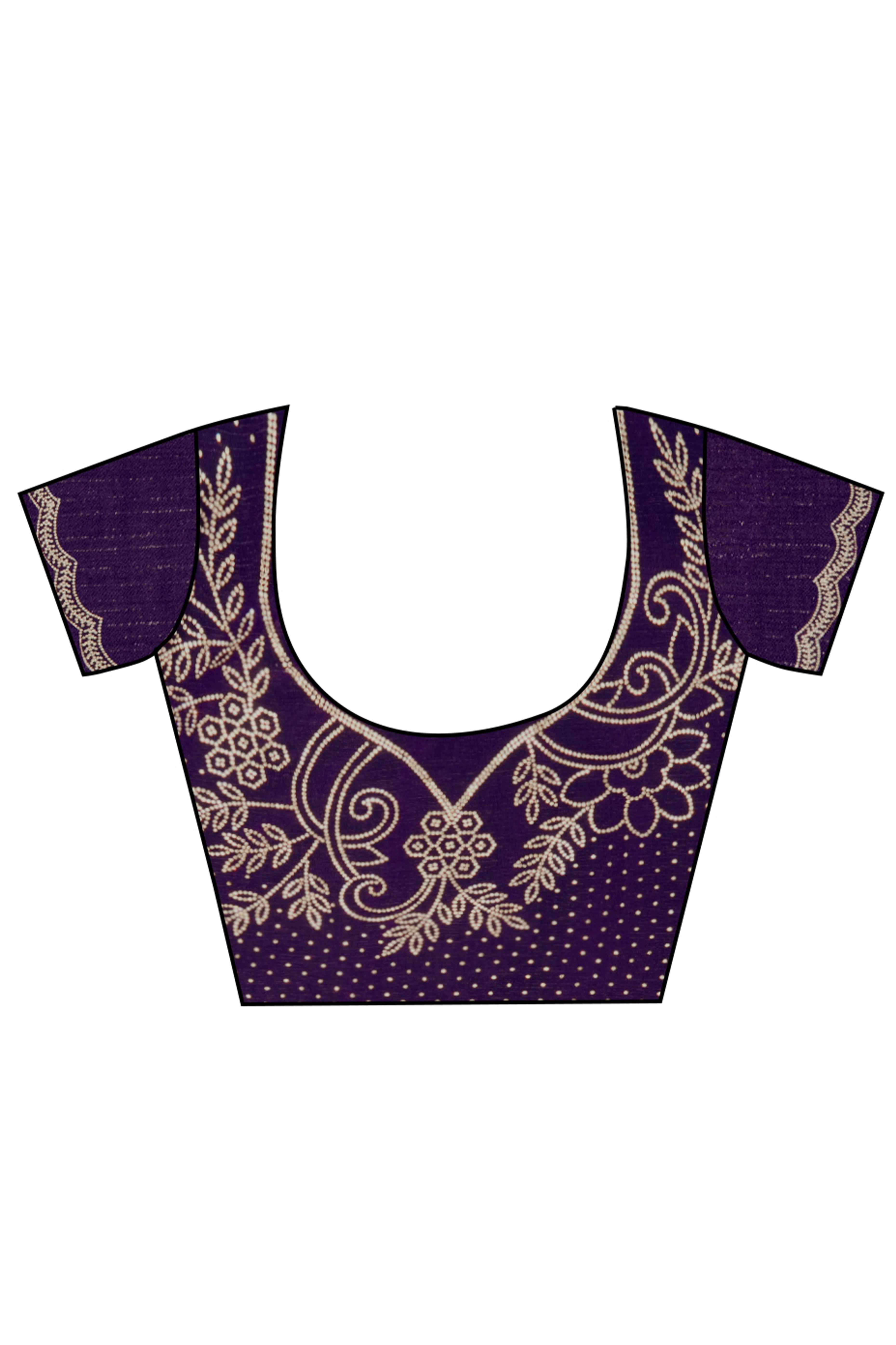 Violet Solid Chiffon Saree With Sparkling Zarkan Border & Latkan Pallu