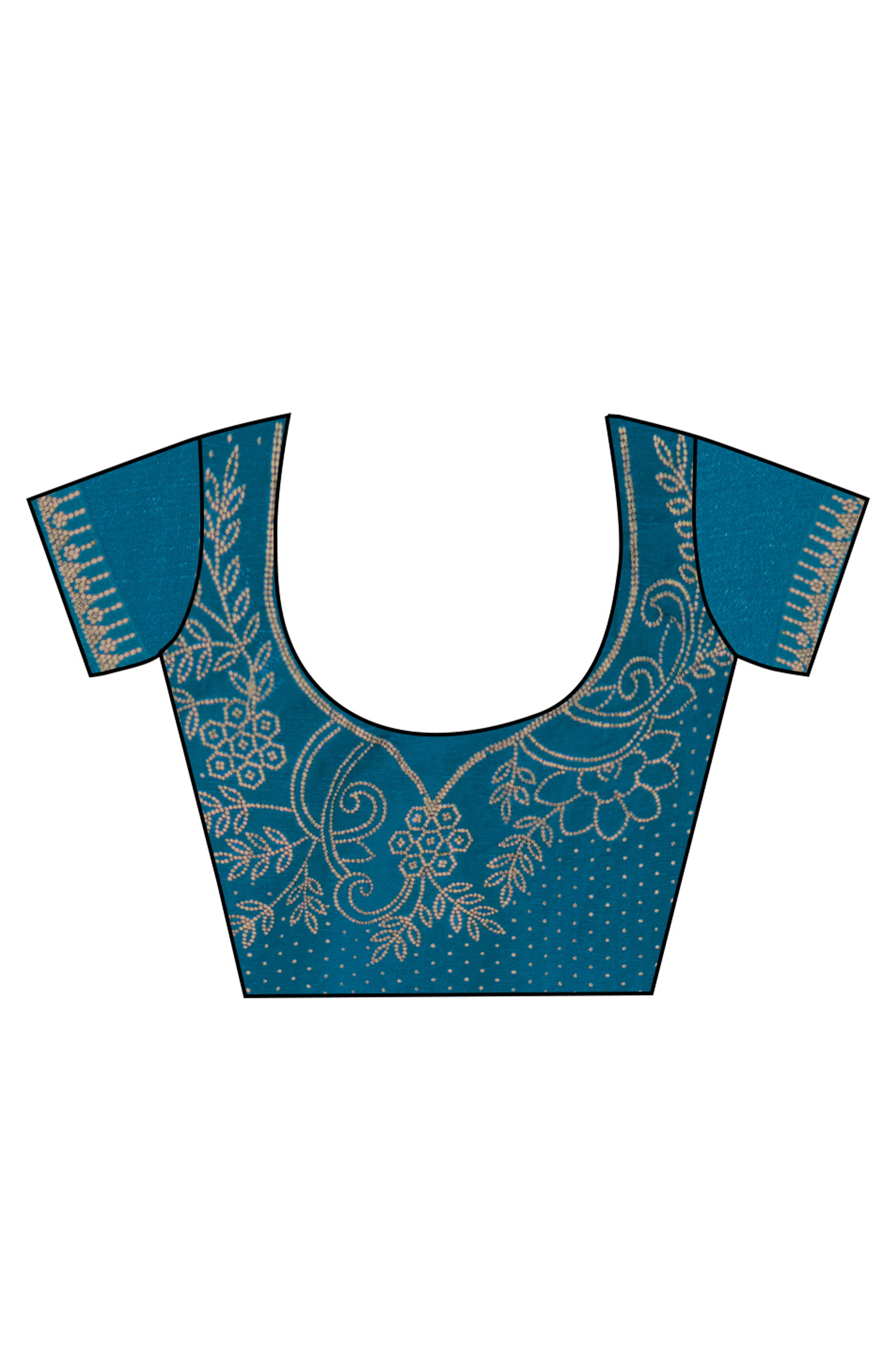 Blue Solid Chiffon Saree With Sparkling Zarkan Border & Latkan Pallu