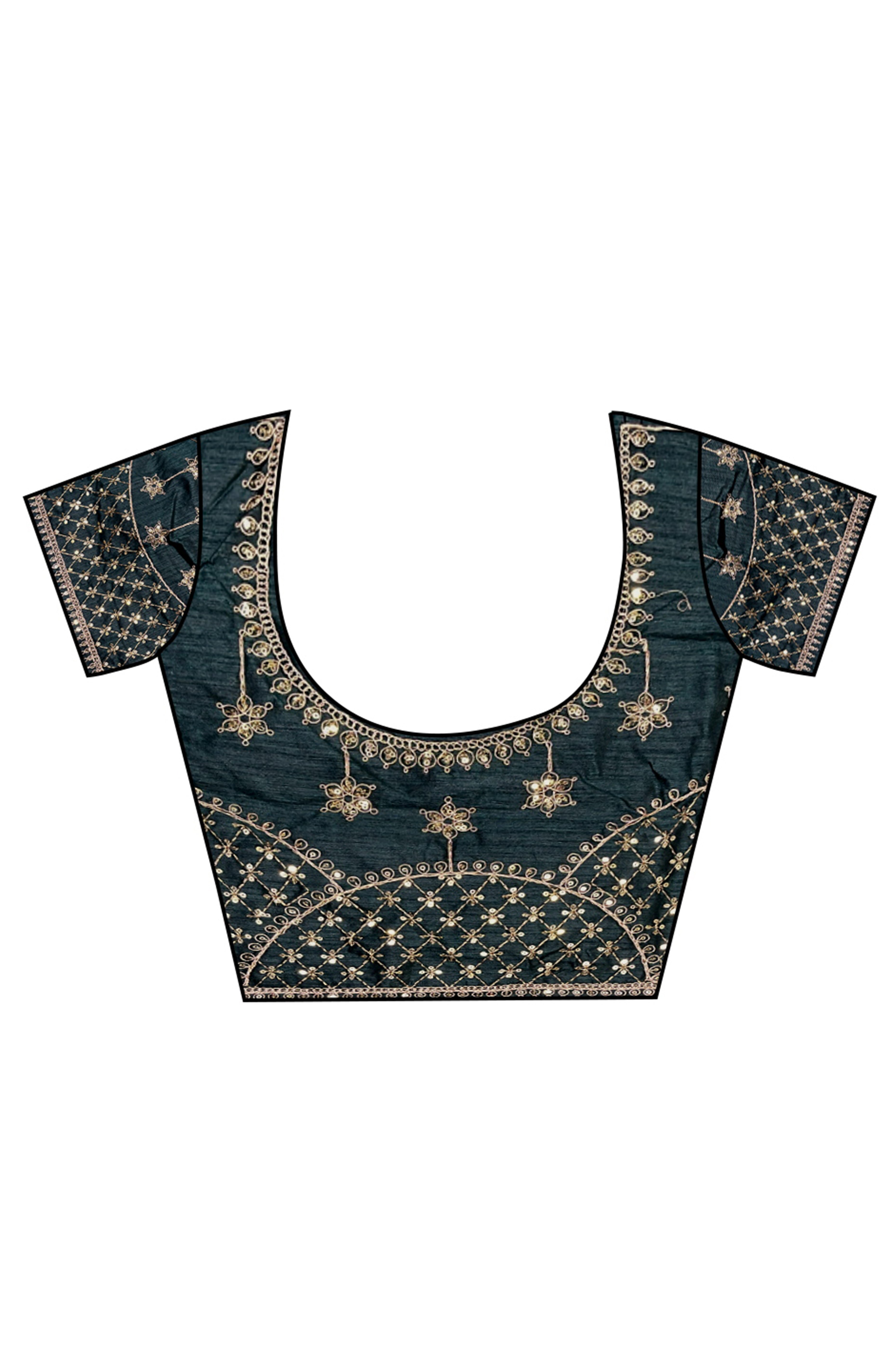 Red Zari Embroidered Georgette Saree Accented With Sequins