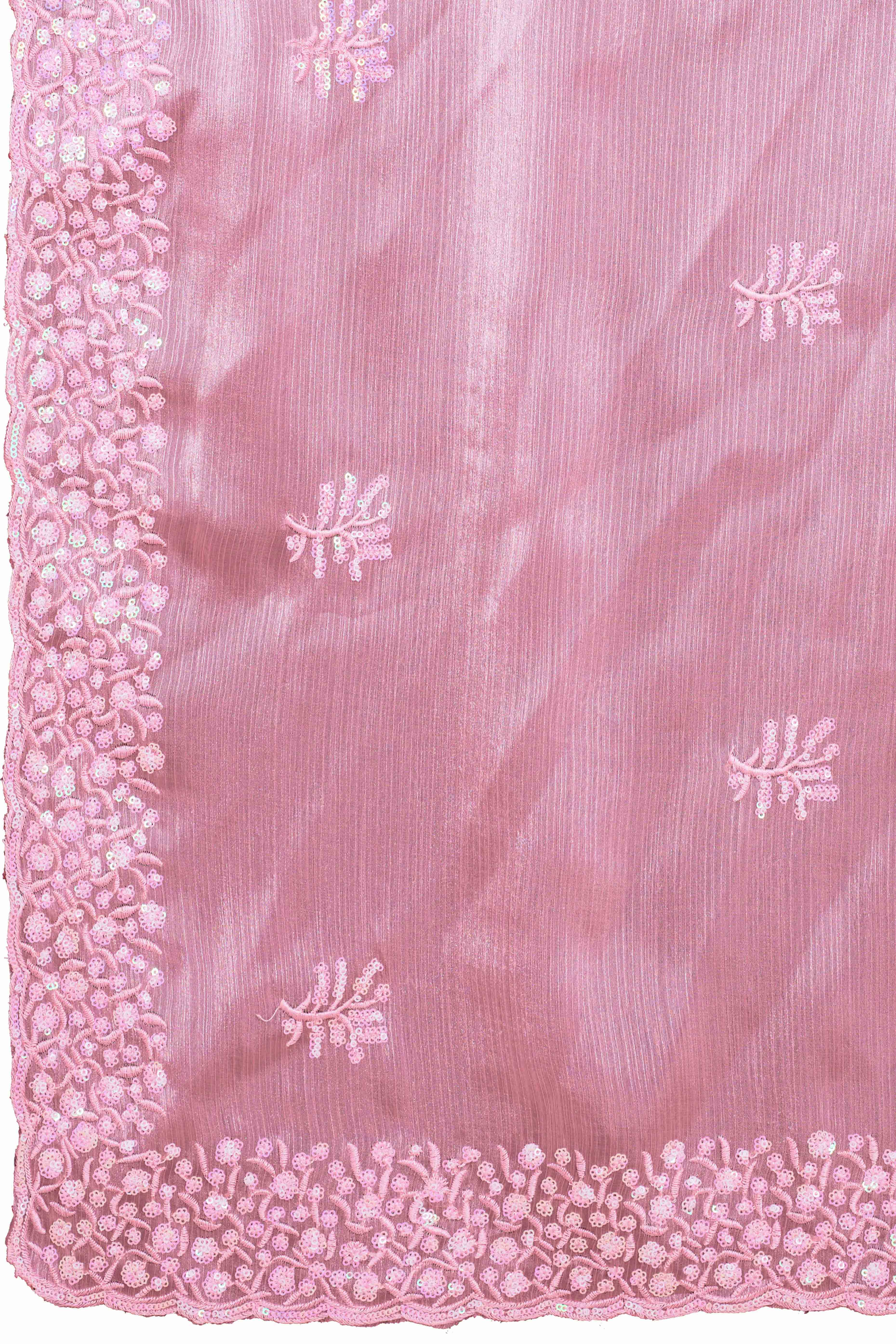 Baby Pink Organza Saree Enhanced with Elegant Sequins Embellishments