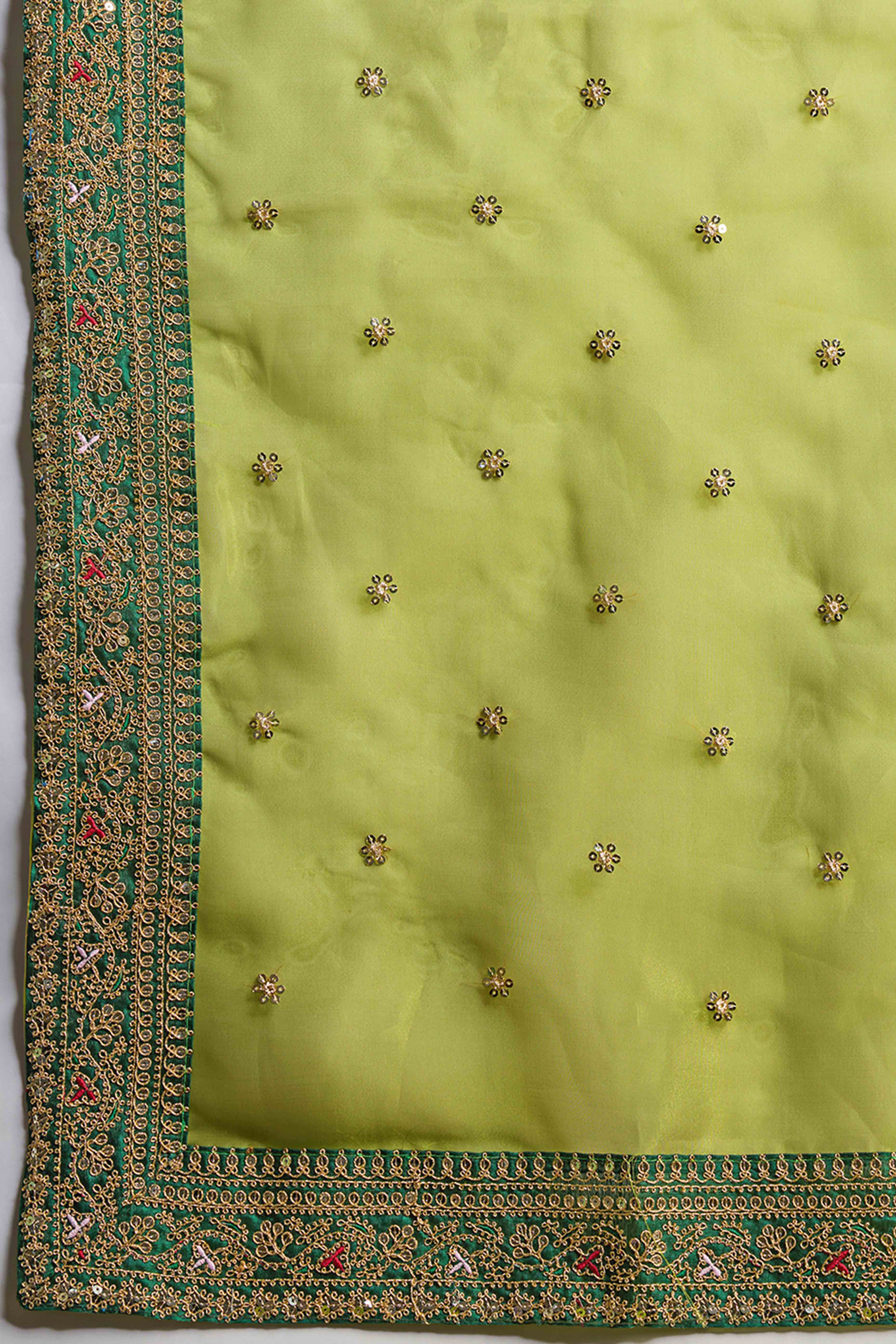 Green Organza Saree Enhanced with Elegant Sequins Embellishments
