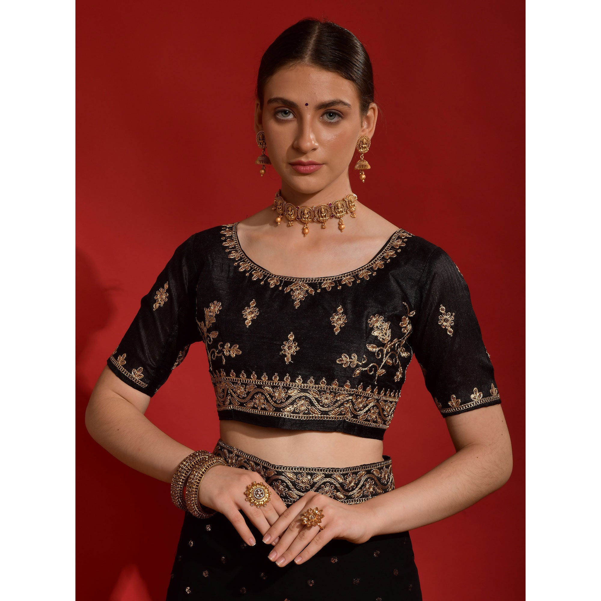 Black Sequins Embroidered Georgette Saree