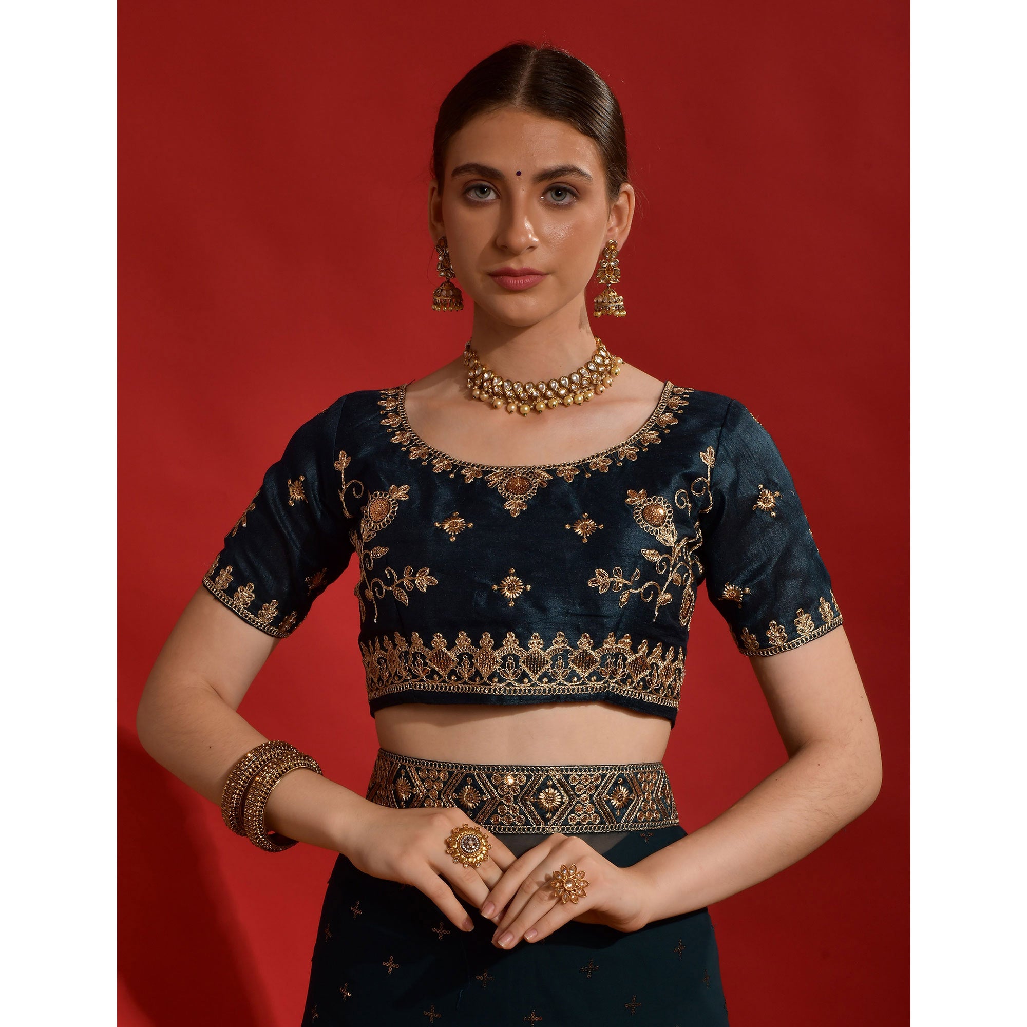 Blue Sequins Embroidered Georgette Saree