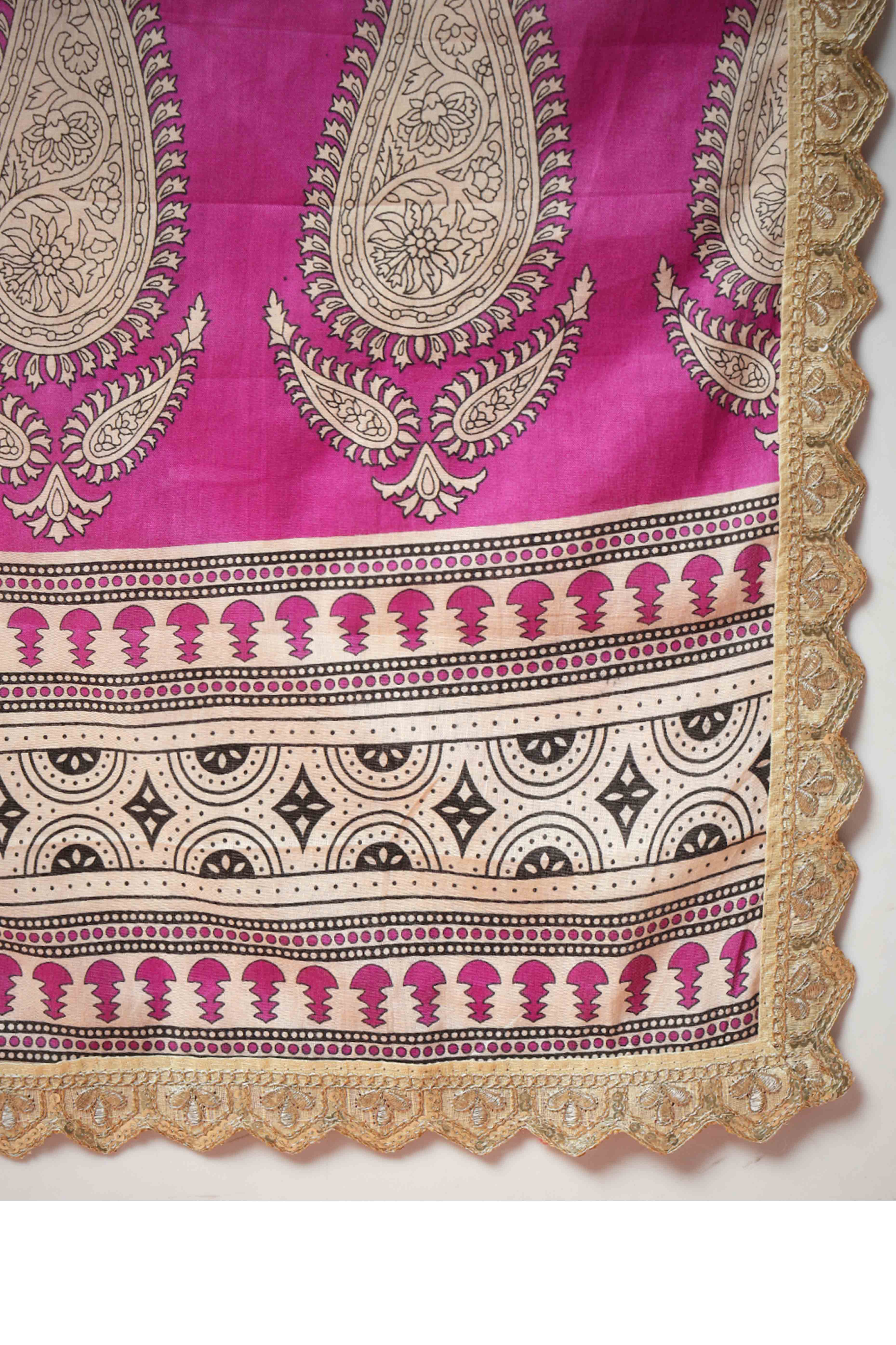 Cream Mulmul Cotton Saree with Traditional Ajrakh Block Prints