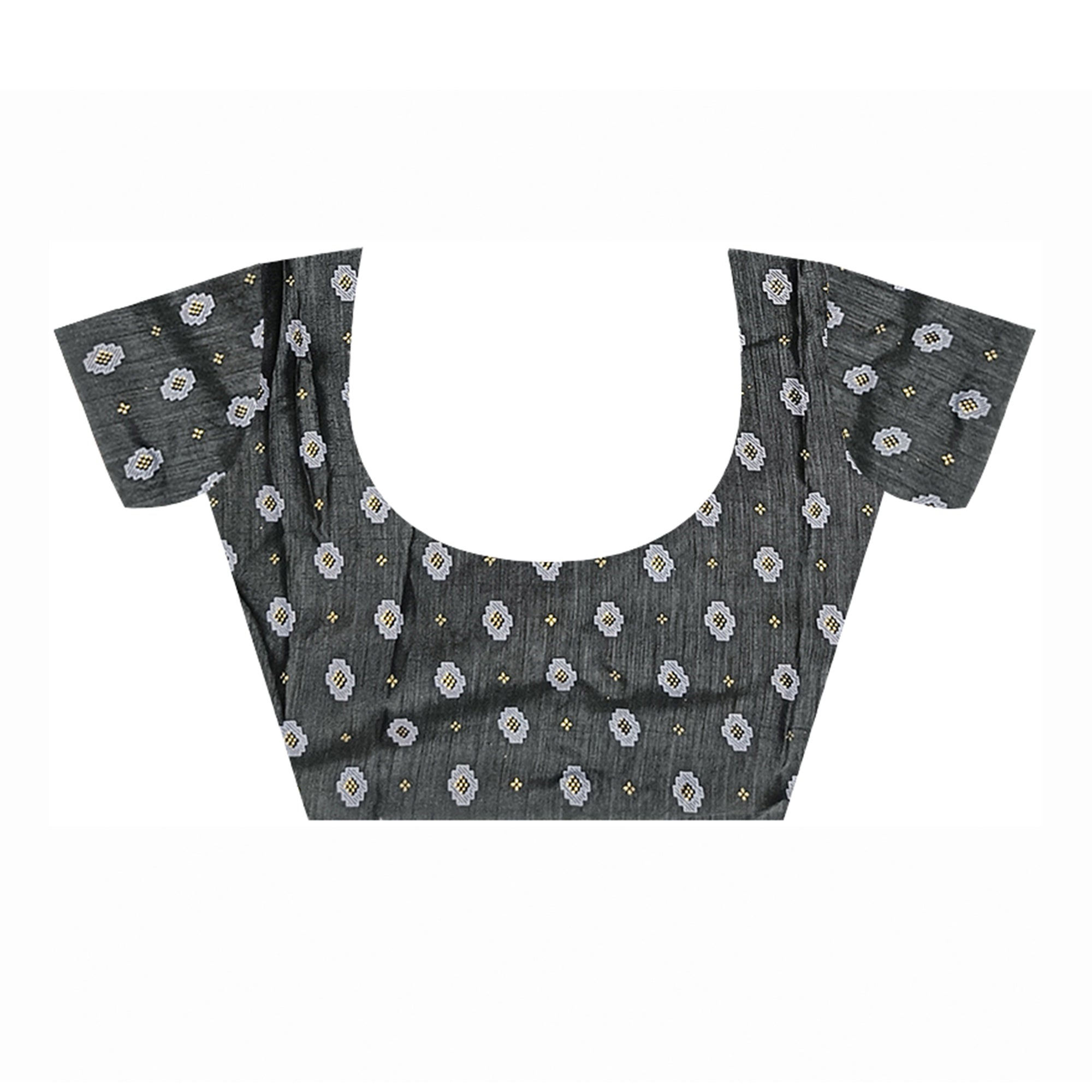 Black Floral Foil Printed Art Silk Saree