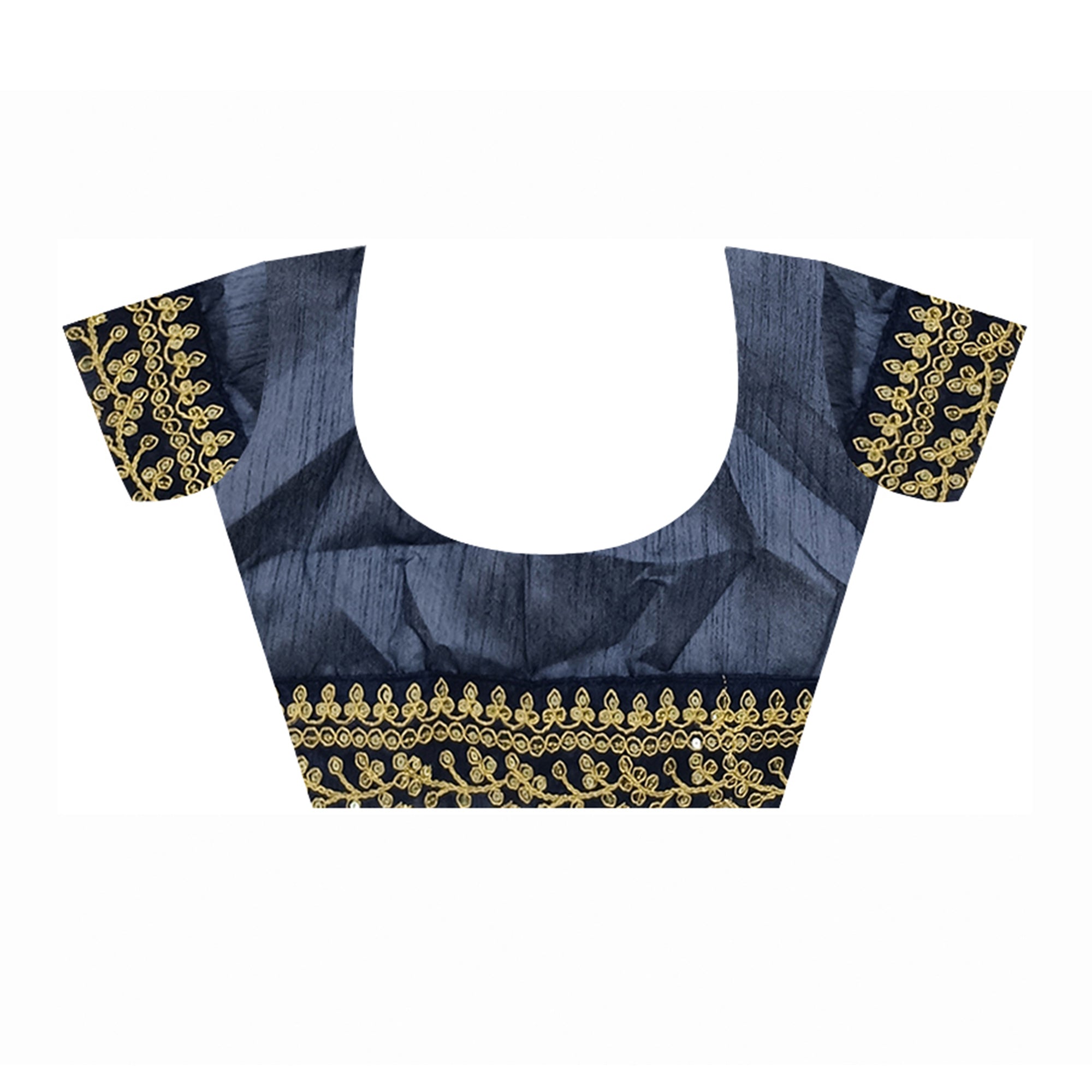 Blue Floral Printed Georgette Saree With Embroidered Border