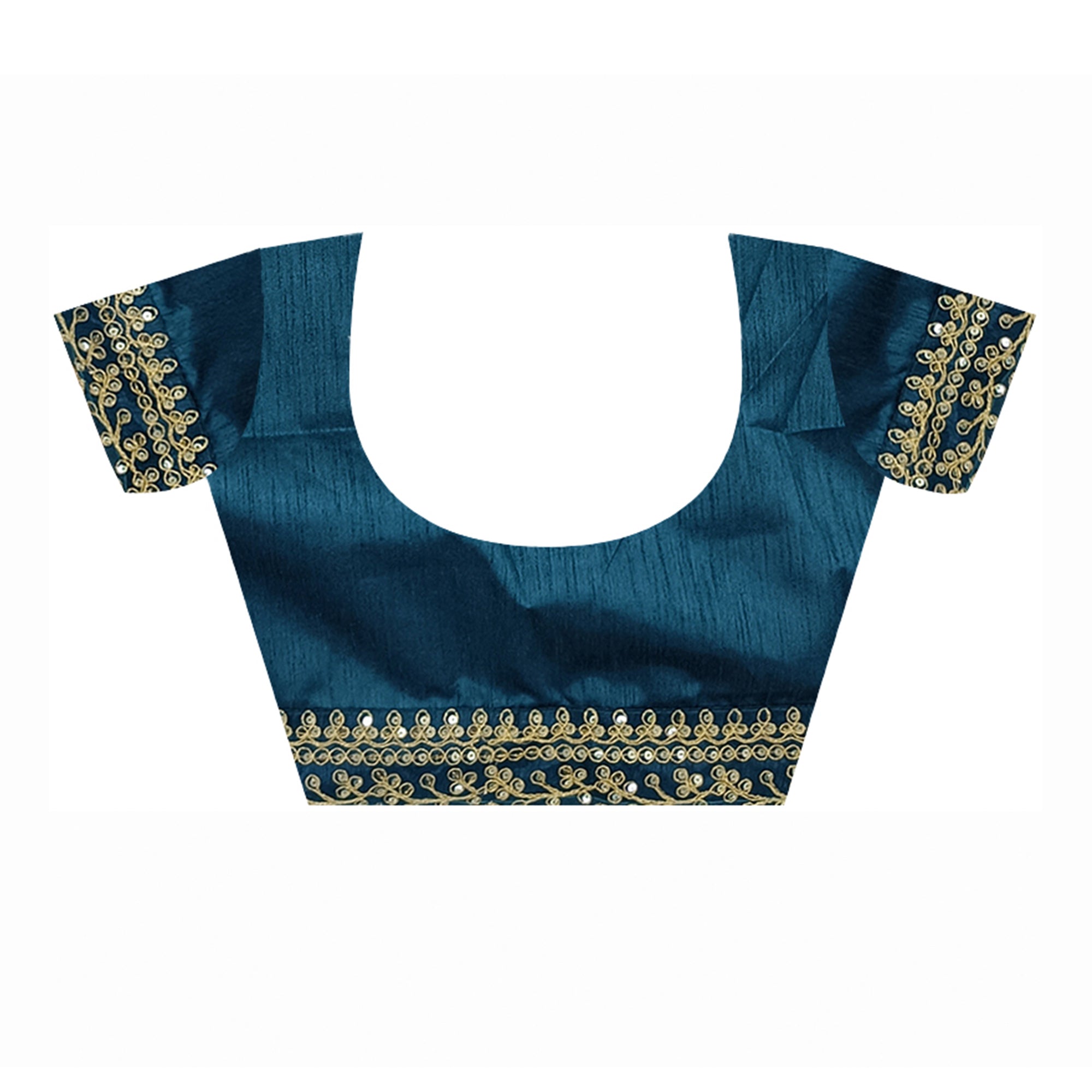 Teal Floral Printed Georgette Saree With Embroidered Border