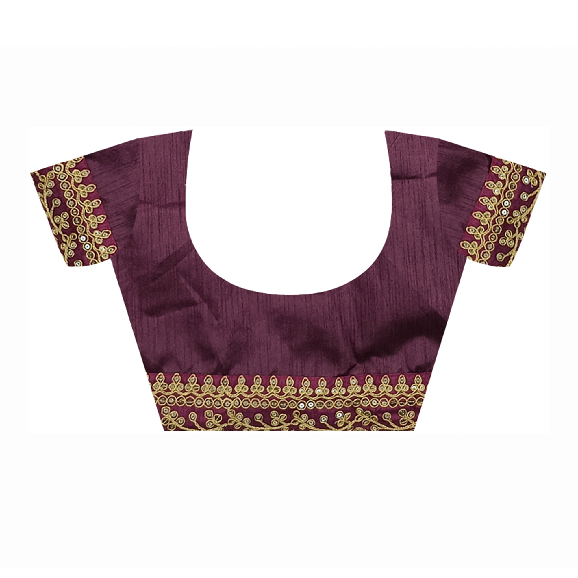 Wine Floral Printed Georgette Saree With Embroidered Border