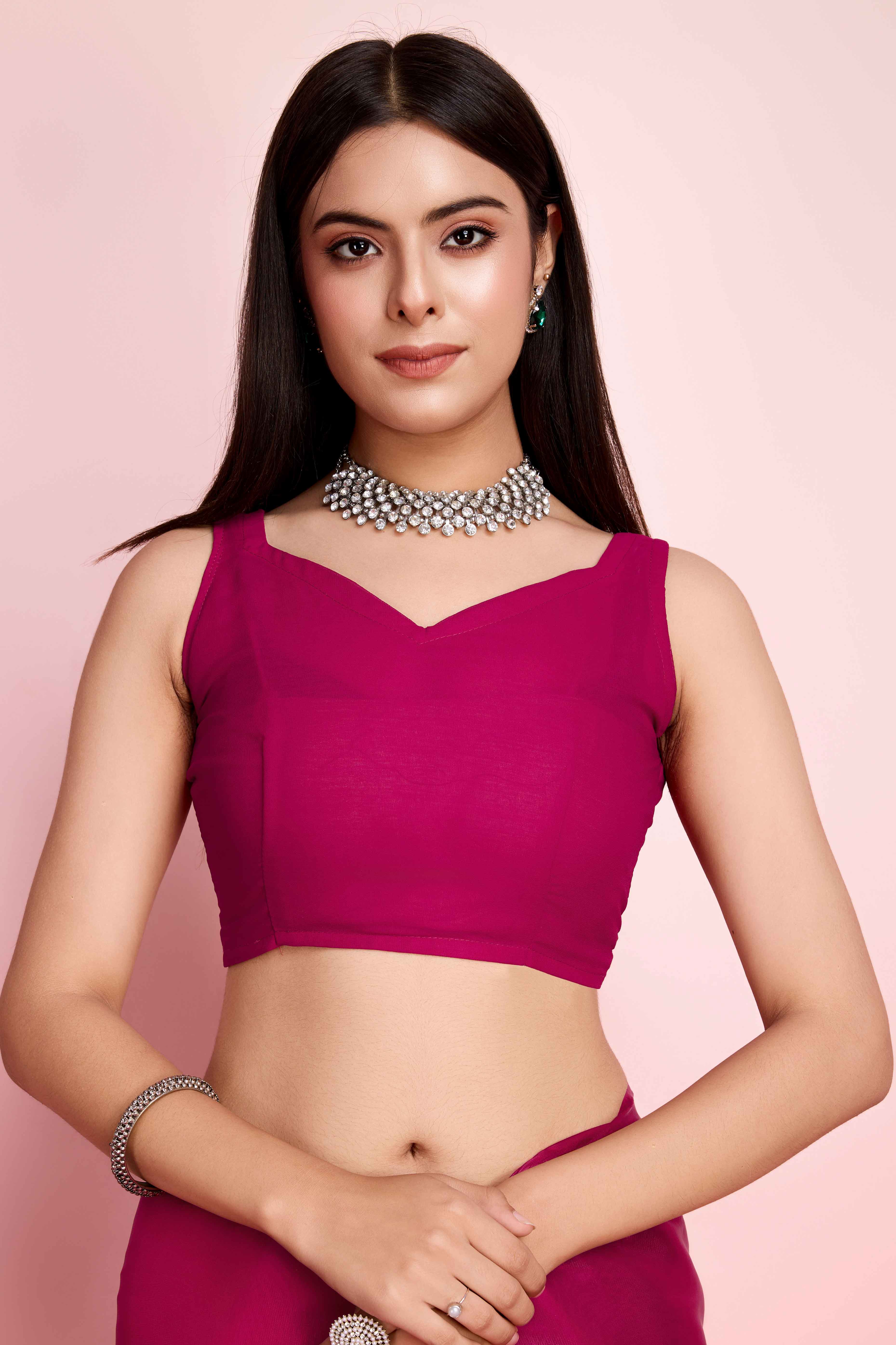 Rani Pink Floral Sequins Embroidered Jimmy Choo Tissue Saree