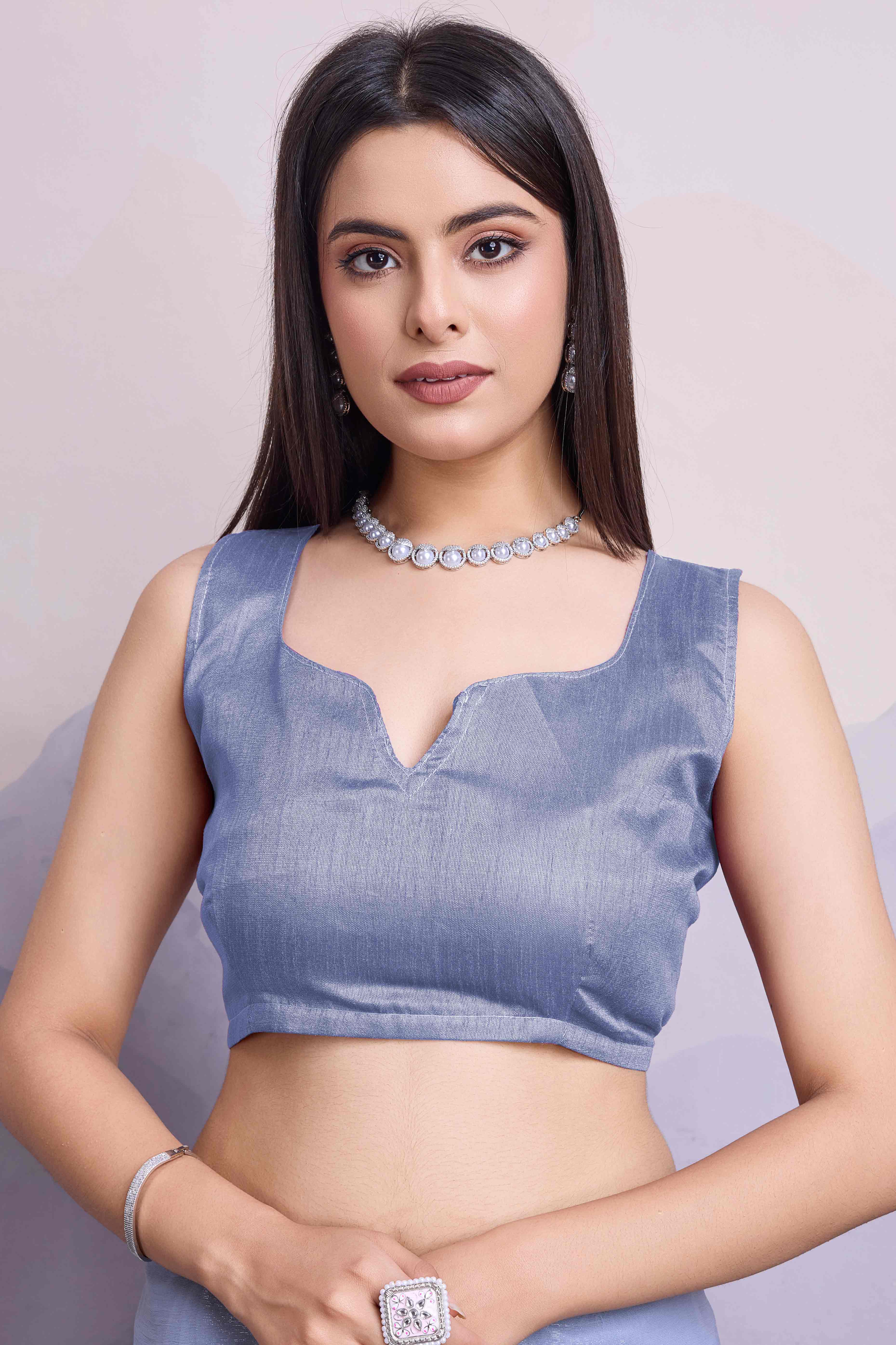 Lavender Floral Sequins Embroidered Chiffon Saree