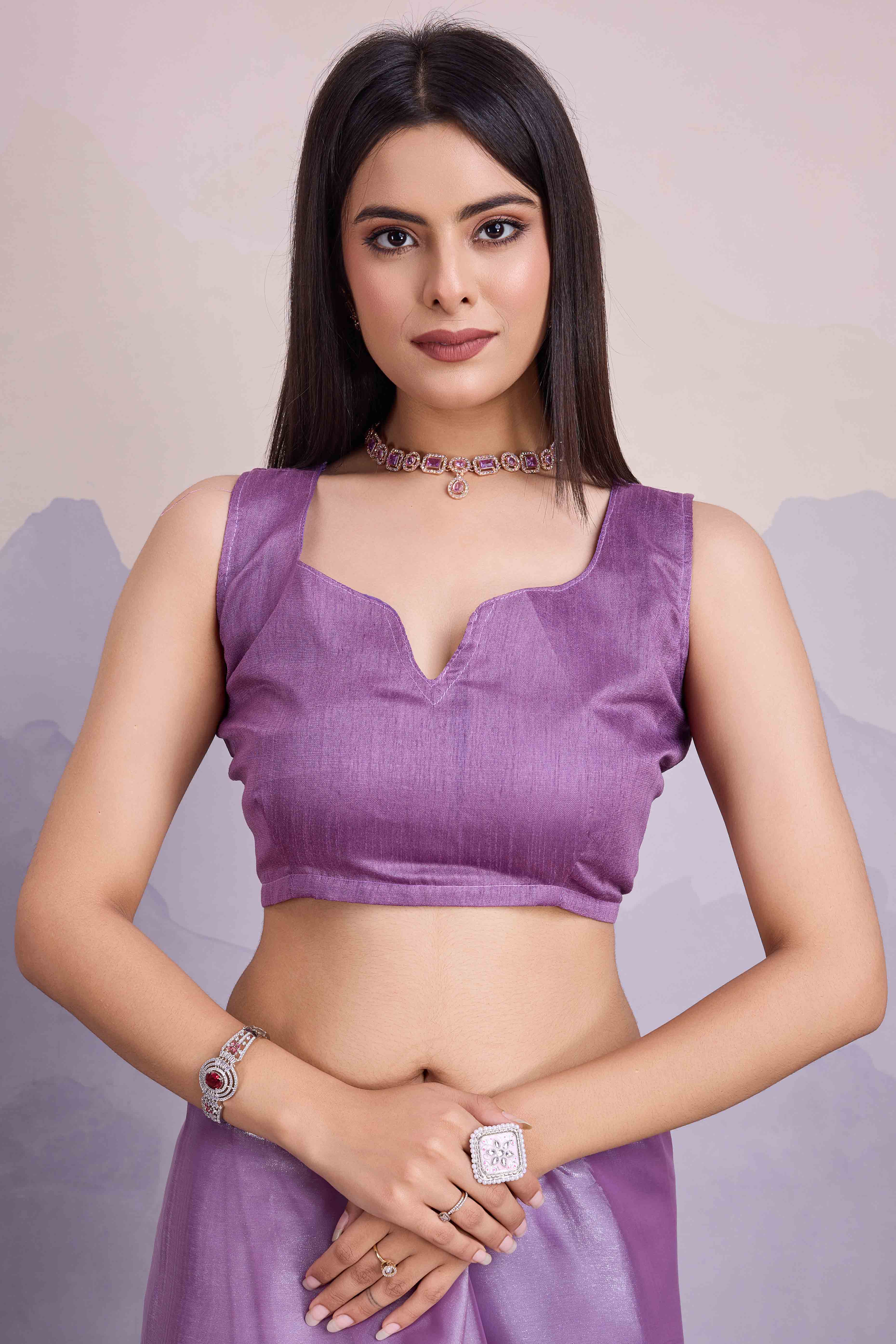 Lavender Floral Sequins Embroidered Jimmi Choo Zoya Silk Saree