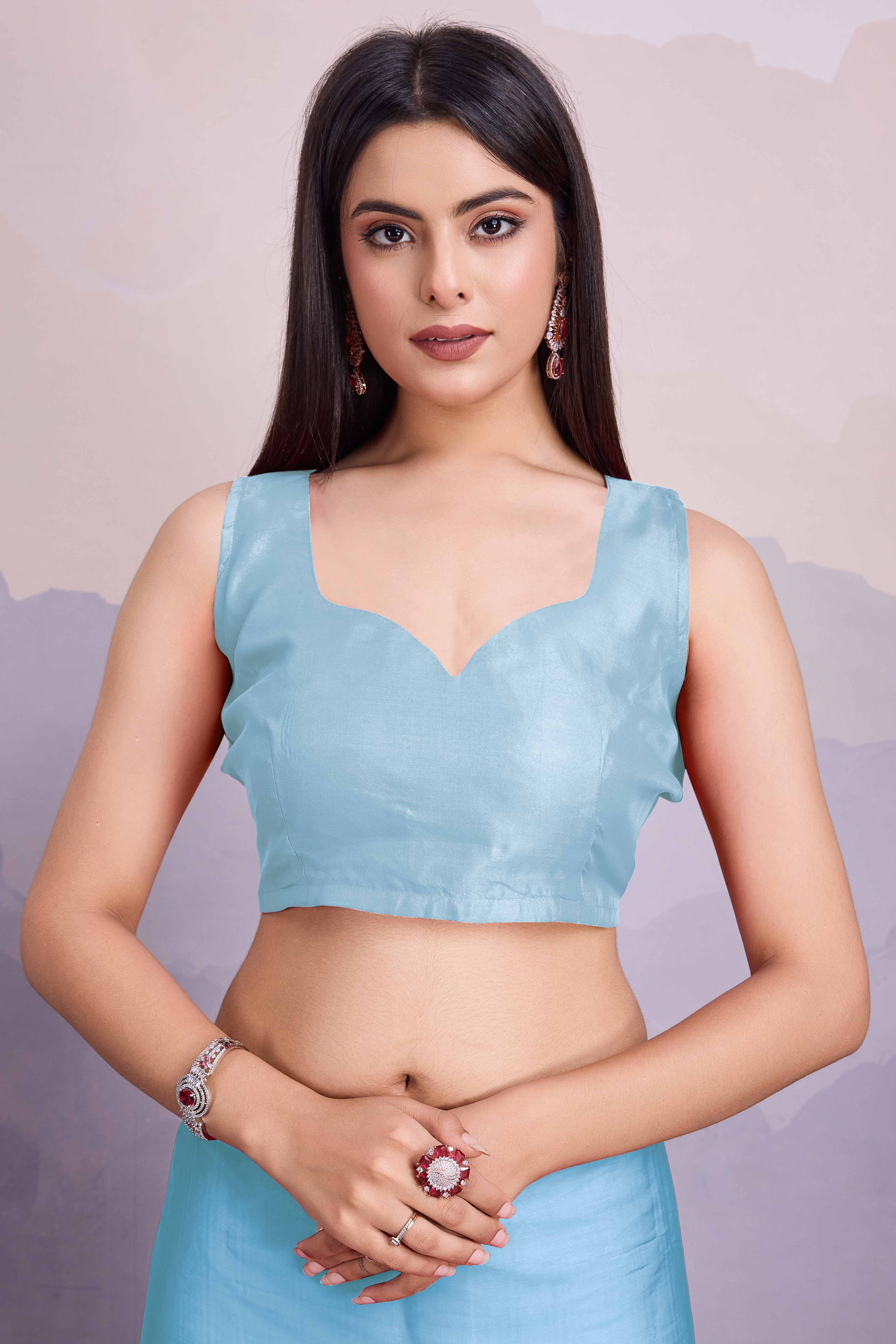 Blue Floral Sequins Embroidered Jimmi Choo Zoya Silk Saree