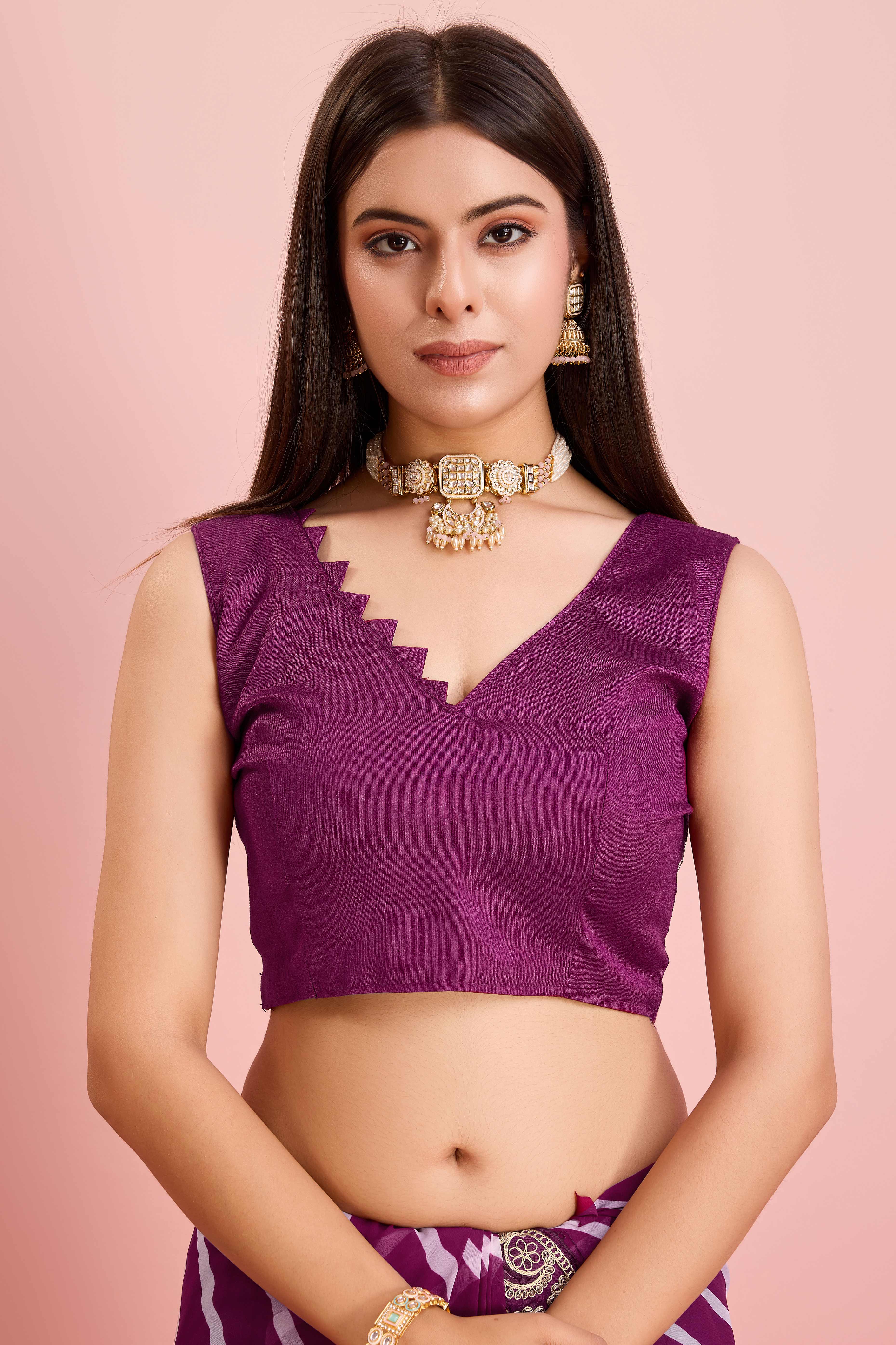 Elegant Purple Leheriya Printed Saree in Flowing Georgette