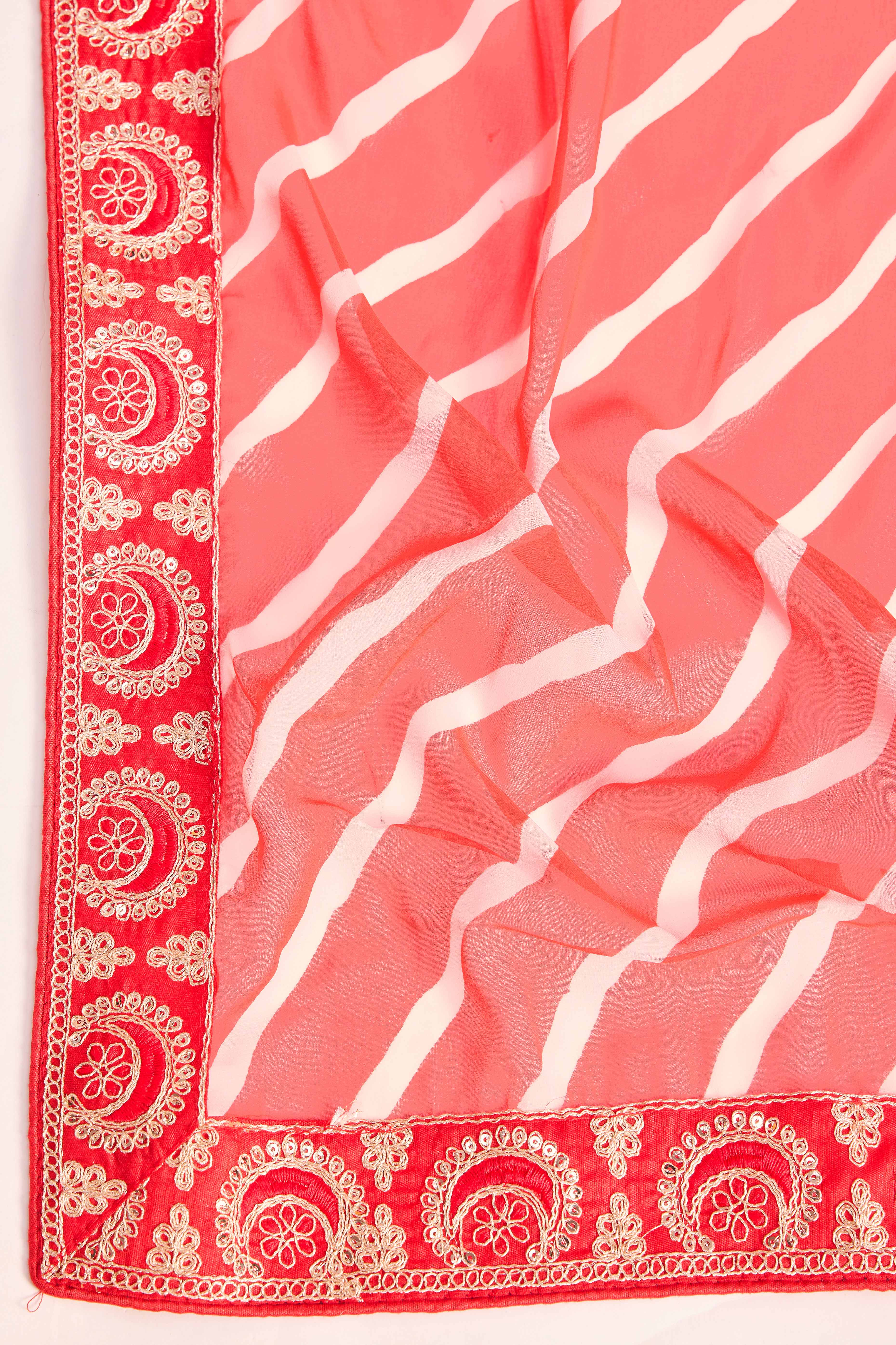 Elegant Red Leheriya Printed Saree in Flowing Georgette