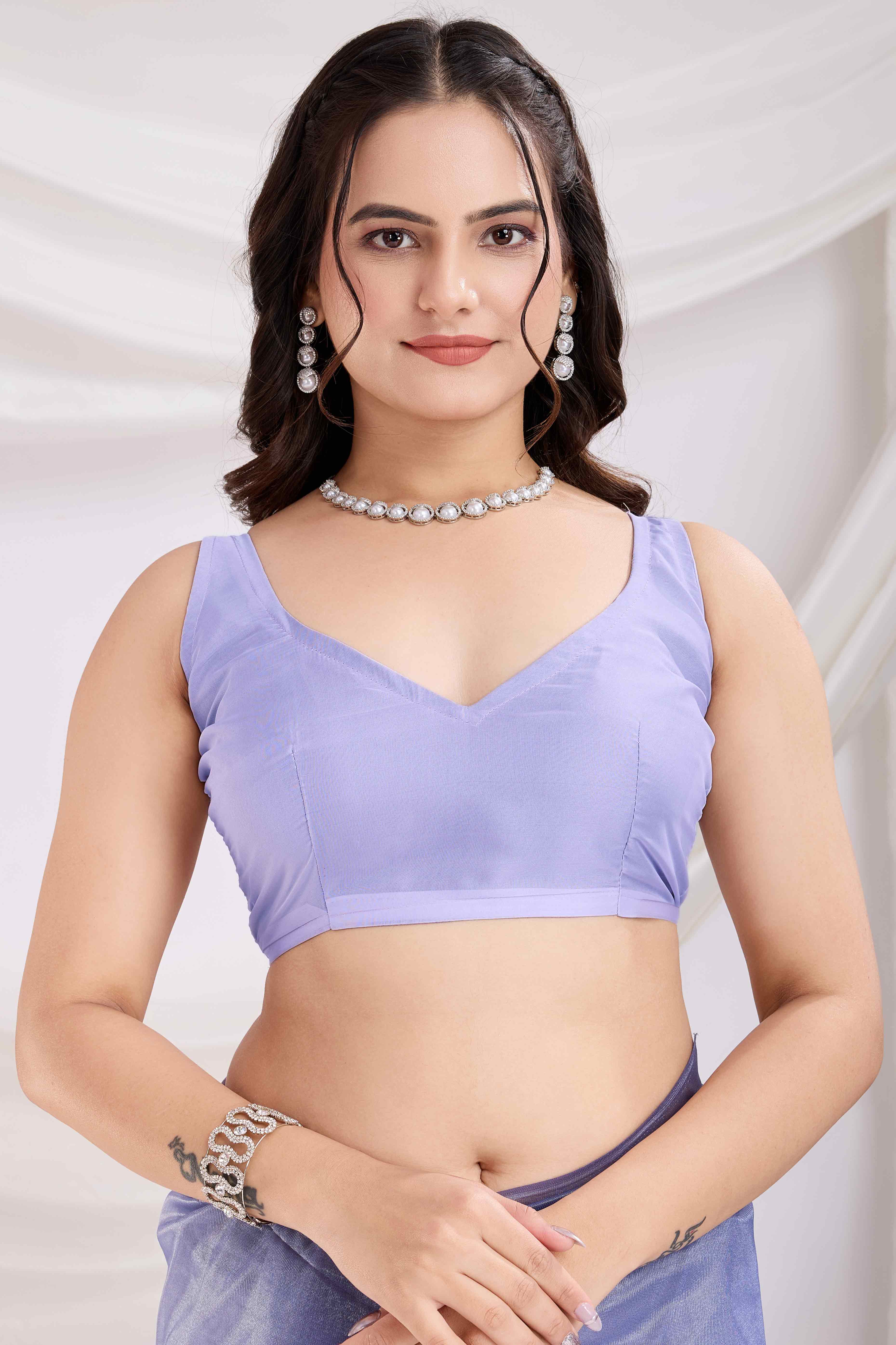 Periwinkle Blue Twill Net Saree Embellished With Sequin Floral Embroidery