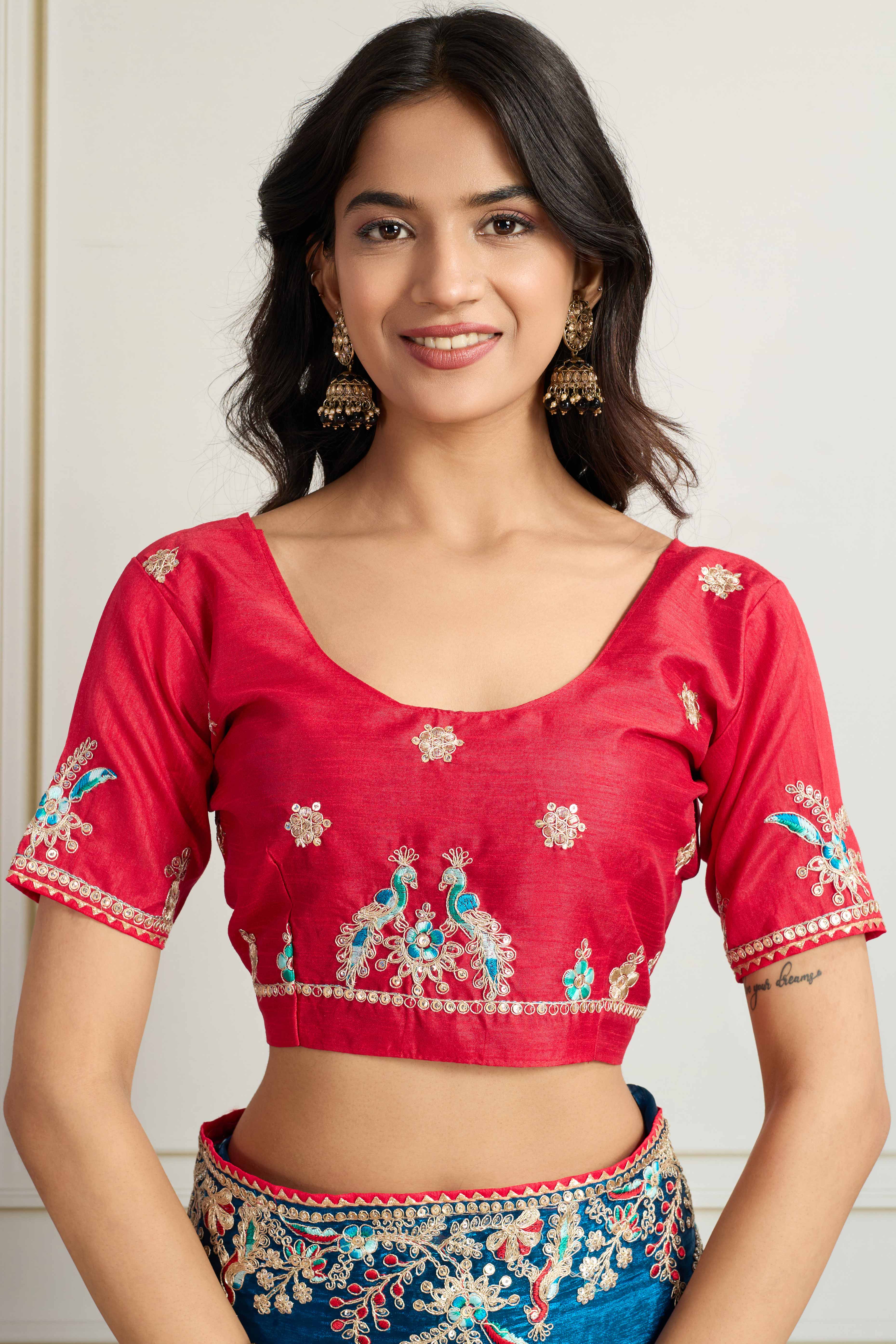 Teal Fancy Chiffon Partywear Saree with Intricate Sequins & Thread Embroidery